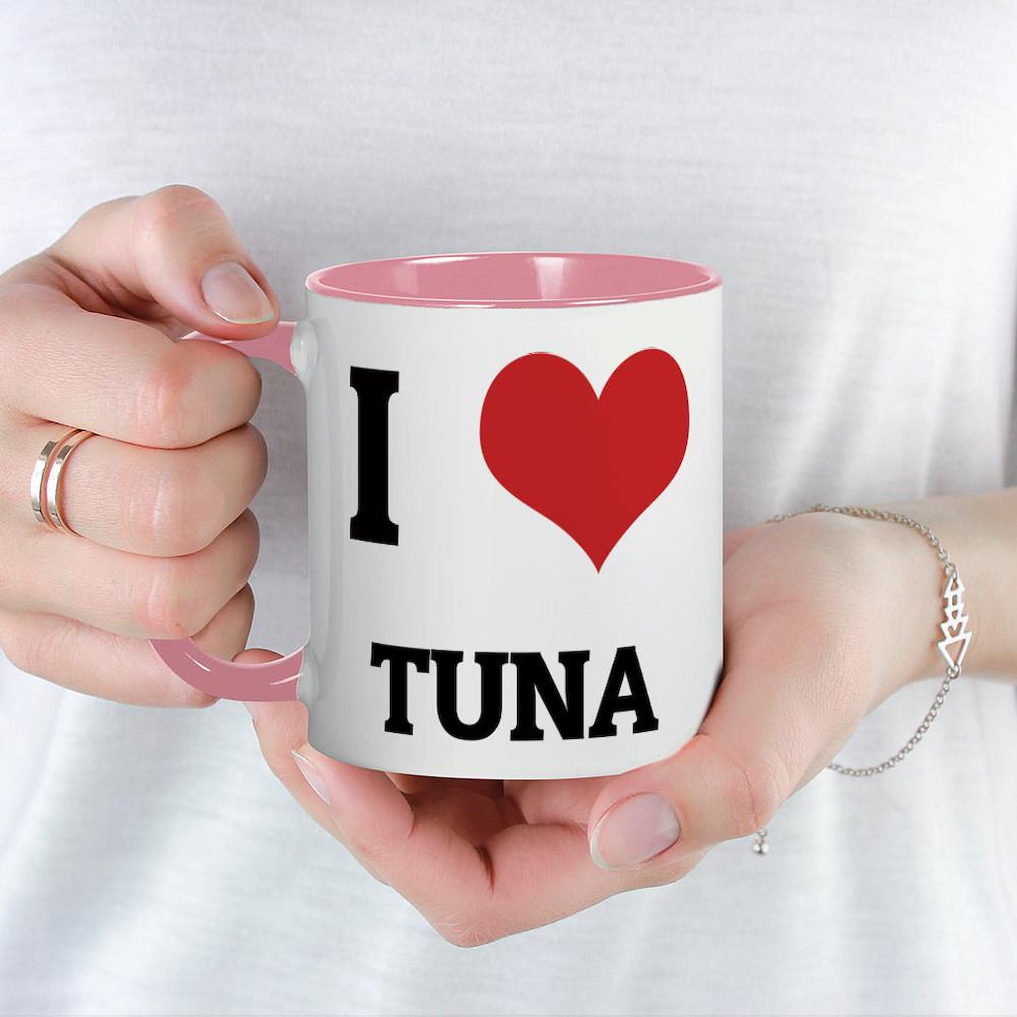 I Love Tuna Ceramic Coffee Mug 11 oz (325ml) - Funny Cat Lover Gift for Tea & Coffee Drinkers - Perfect for Office, Home Use or Gift Giving