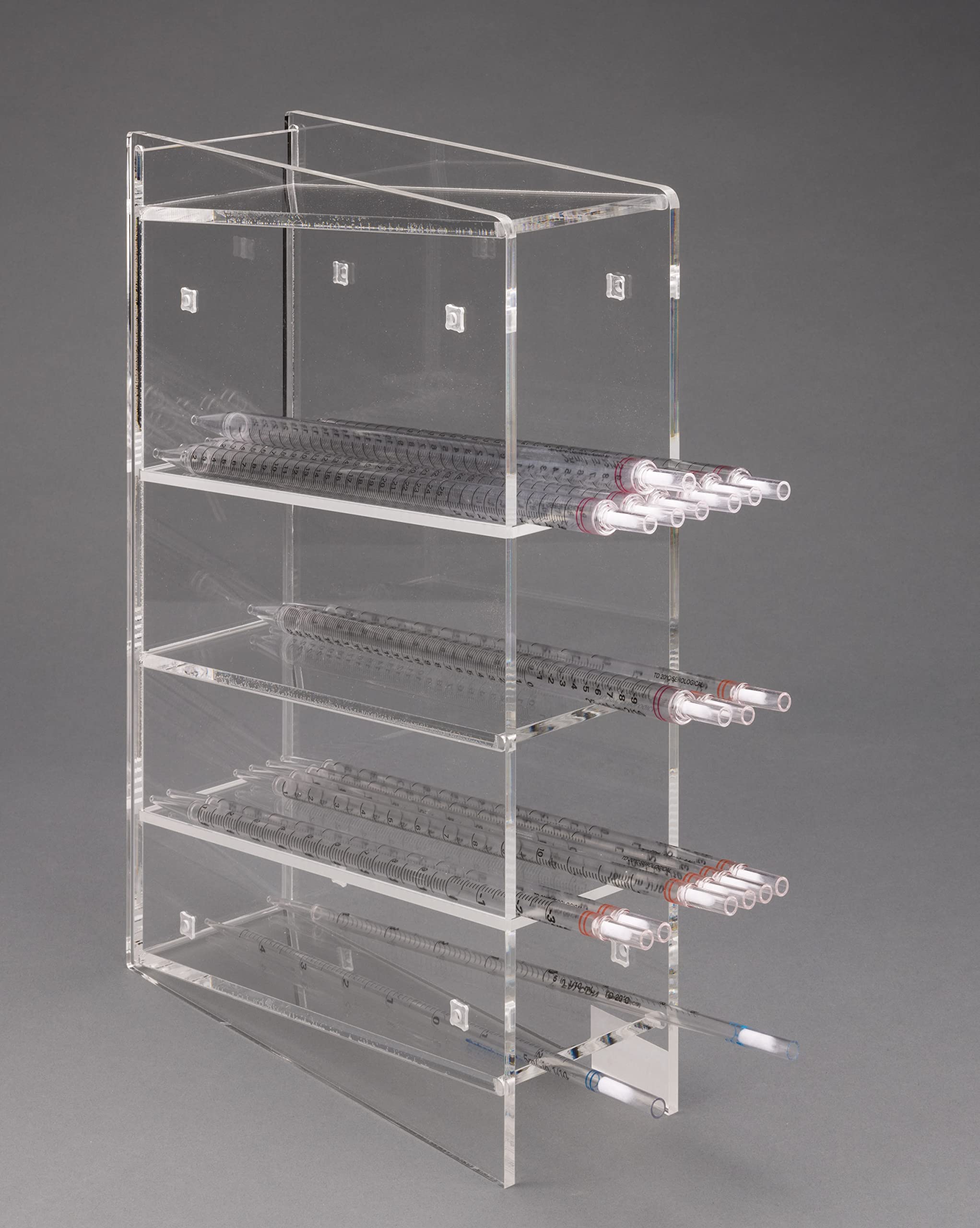 Acrylic Serological Pipette Holder - Countertop Stand for Lab Use, No Bracket Needed | Perfect for Laboratory Organization & Pipette Storage
