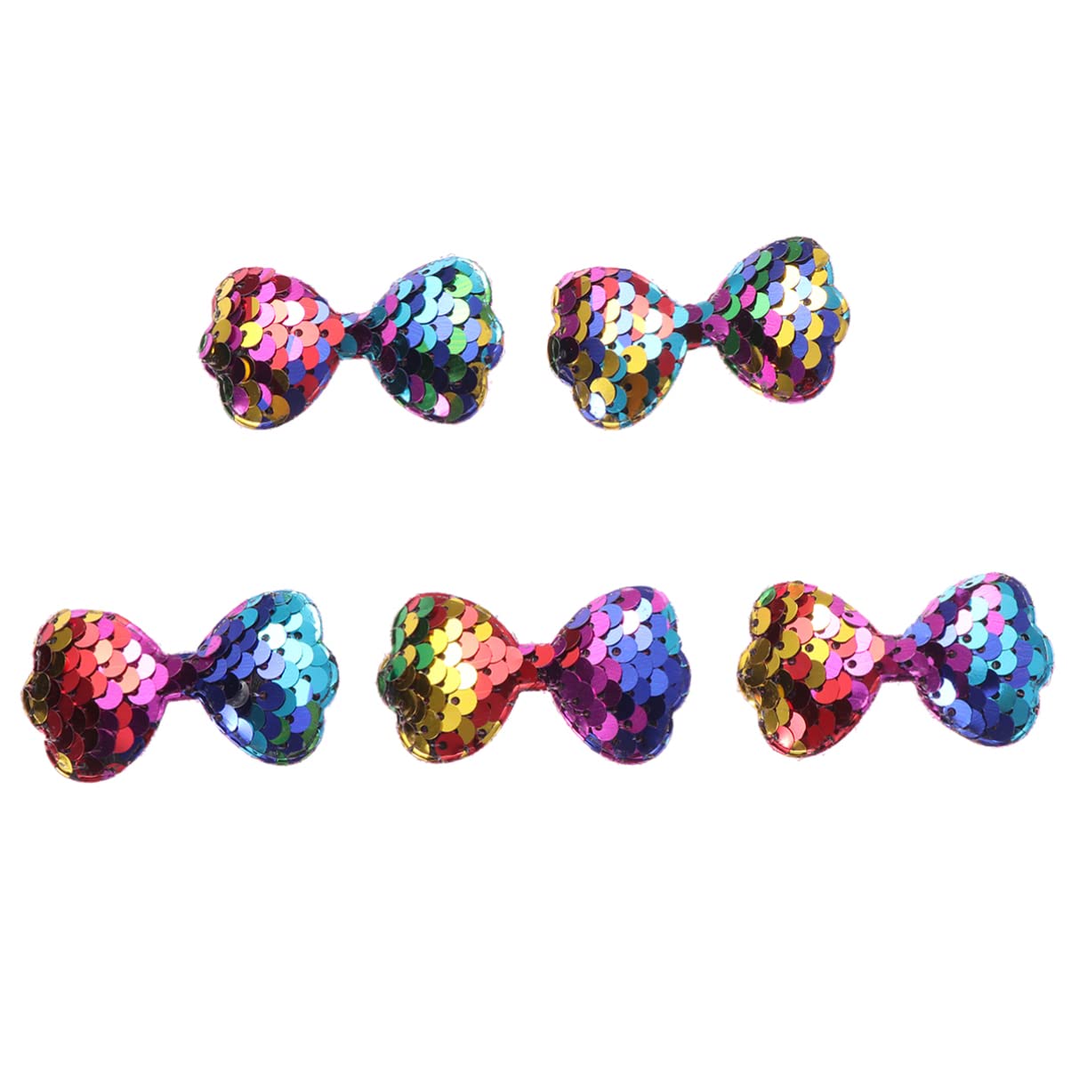 5pcs DIY Bowknot Hair Accessories with Sequin Mermaid Scale Patches - Perfect for Crafting, Party Decorations, and Kids' Costume Design