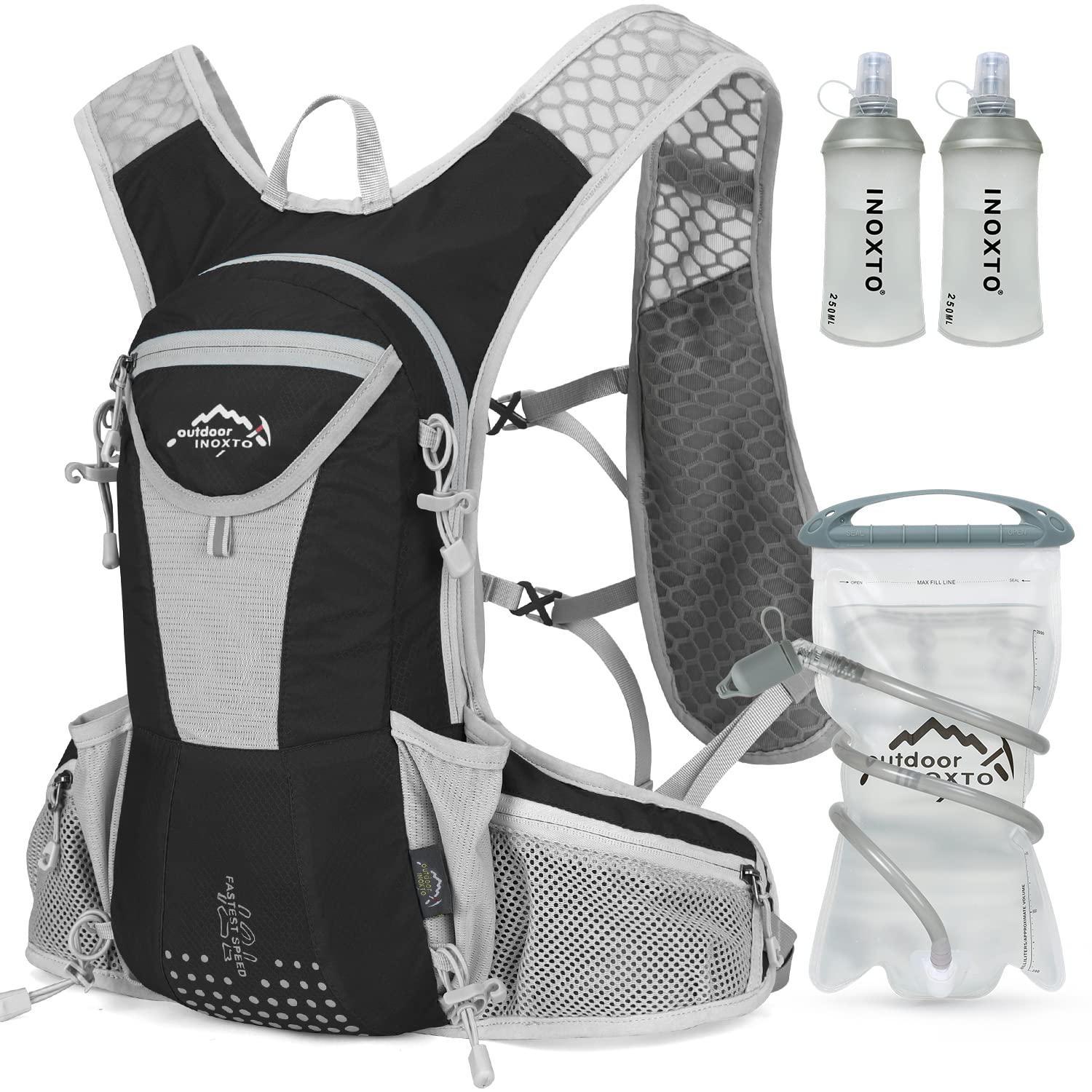 **IX INOXTO Hydration Pack Backpack - Lightweight 2L Leakproof Water Backpack with Hydration Bladder for Men & Women - Perfect for Running, Hiking, Trail & Outdoor Adventures**    *(Use Cases: Ideal for marathon runners, hikers, cyclists, and outdoor enthusiasts who need hands-free hydration during long-distance activities.)*