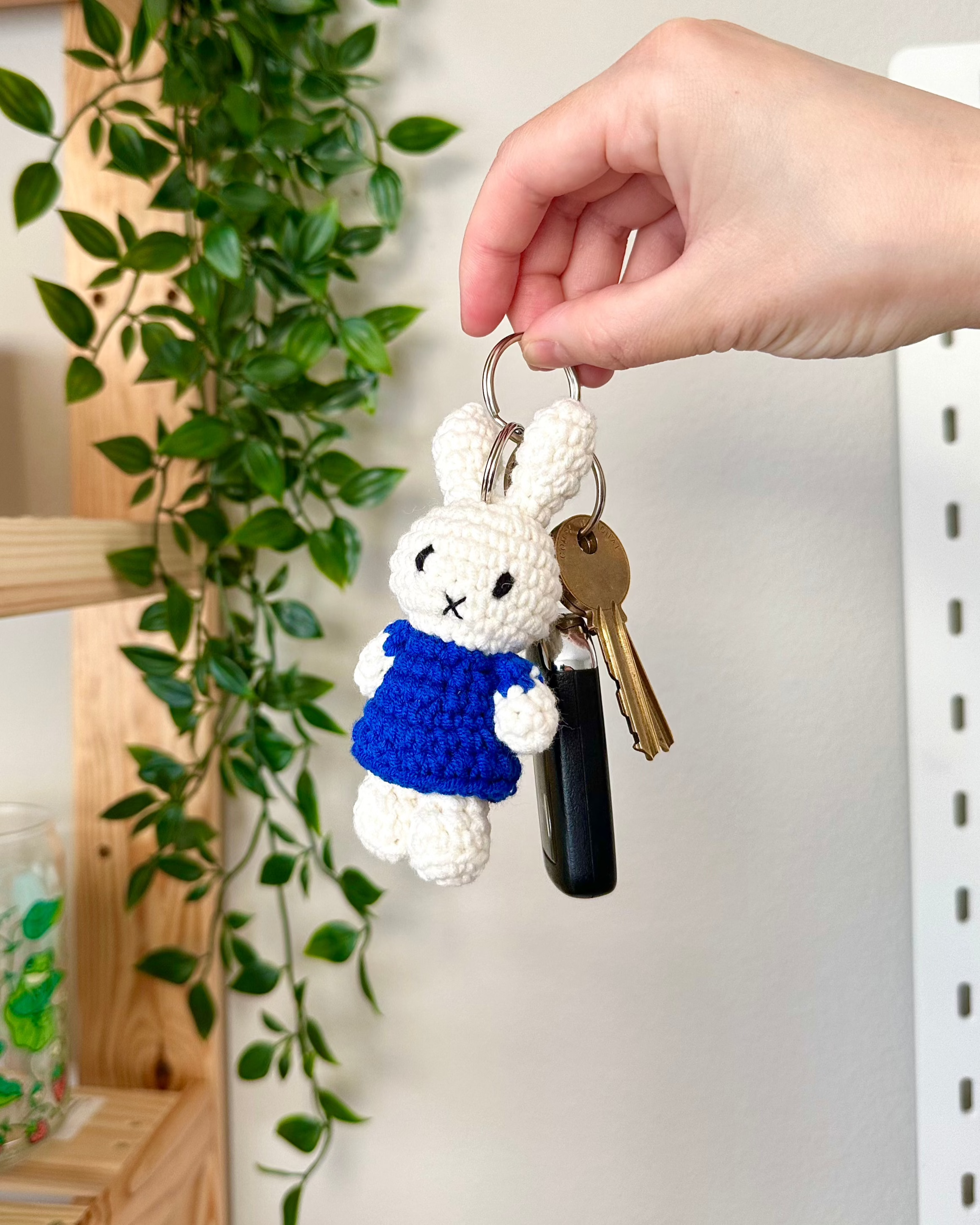 Handmade Miffy Crochet Keychain – Navy Blue Plush Bag Charm | Kawaii Cute Gift for Girls, Backpacks & Keys | Perfect for School, Travel & Everyday Use