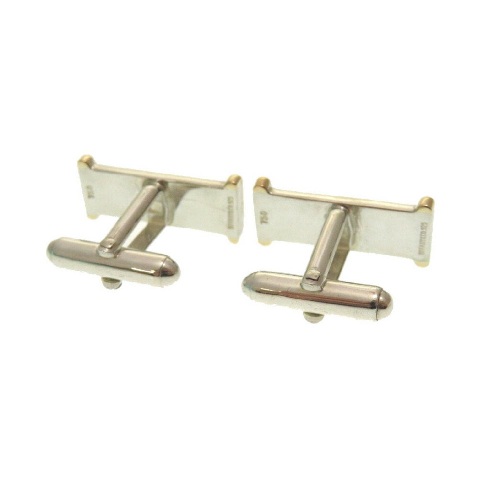 925 Sterling Silver & 18K Yellow Gold Men's Cufflinks - Tiffany & Co Style Luxury Dress Accessories for Weddings, Business & Formal Events