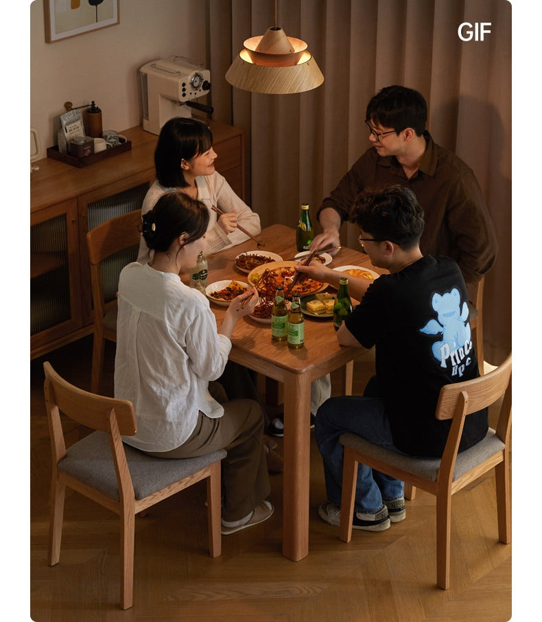 Solid Oak Wood Modern Square Dining Table - Perfect for Small Spaces, Apartments & Contemporary Home Decor