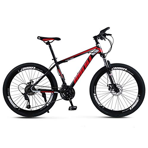 Artudatech 26 Inch Mountain Bike for Adults, 21 Speed Disc Brake Bicycle with Bike Lock & Air Pump - Black Red - Perfect for Trail Riding, Commuting & Outdoor Adventures