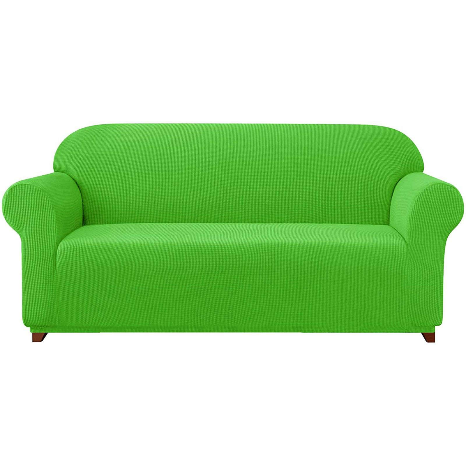 Stretch Sofa Slipcover 1-Piece Soft Couch Cover with Elastic Bottom - Furniture Protector for Pets & Kids - Grass Green - Fits 4-Seat Loveseat - Perfect for Living Room, Family Room & Pet-Friendly Homes