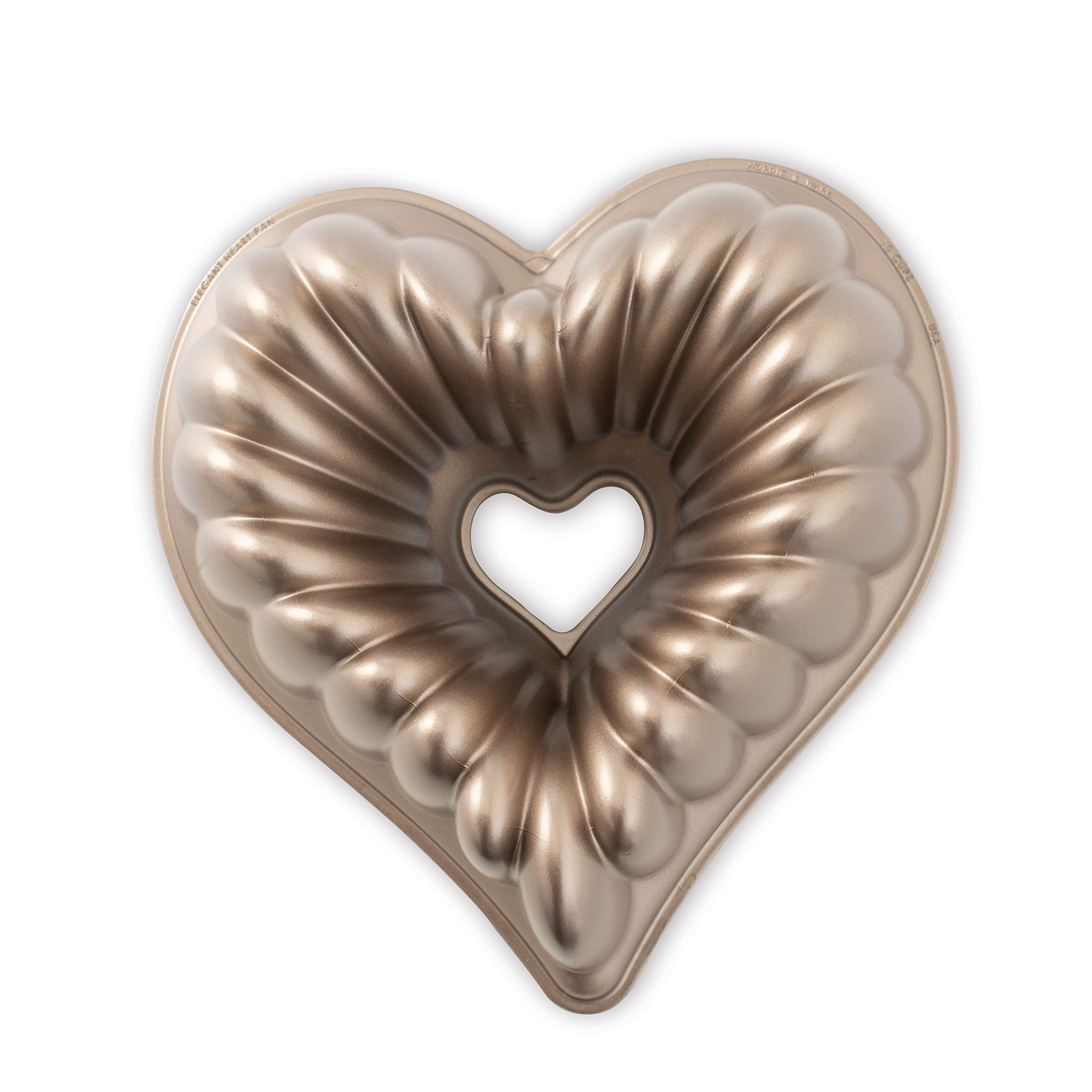 Nordic Ware Elegant Heart Bundt Pan - 6-Cup Nonstick Baking Pan for Cakes, Bread & Desserts - Perfect for Valentine's Day, Anniversaries & Romantic Baking Gifts