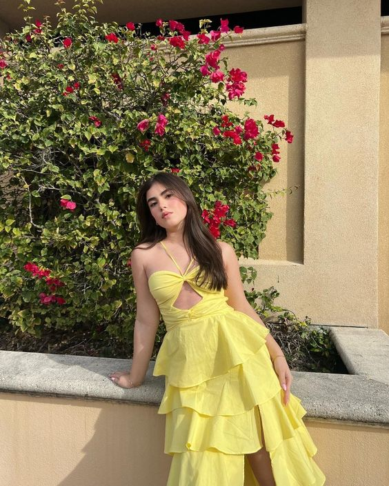 Elegant Yellow A-Line Long Prom Dress for Formal Parties & Special Occasions - Perfect for Homecoming, Graduation & Evening Events - Style J4147