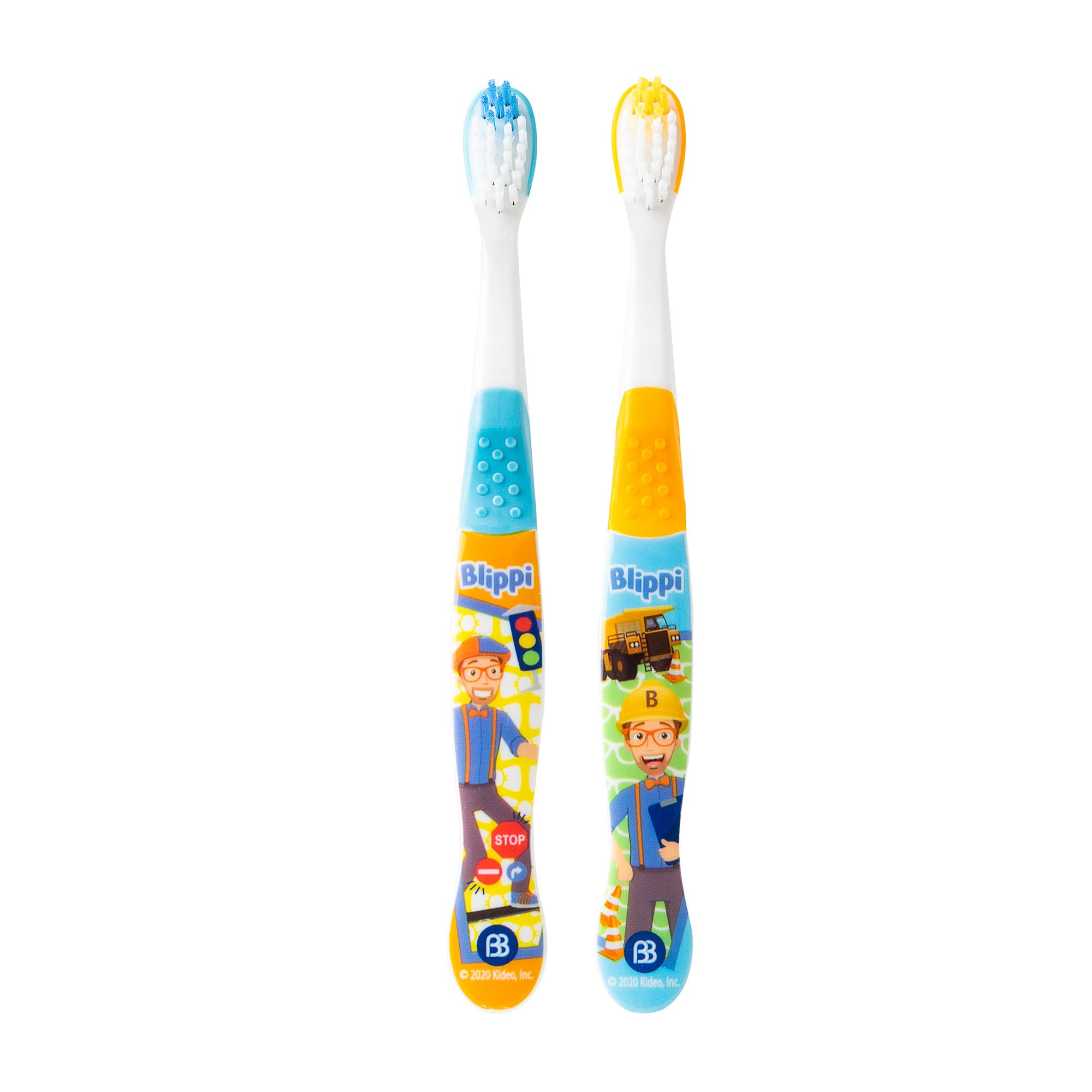 Blippi Kids Toothbrushes 2-Pack - Soft Manual Toothbrushes for Toddlers Ages 2-4 | Fun & Safe Toothbrushing for Kids | Perfect for Home, Travel & Daily Oral Care Routine