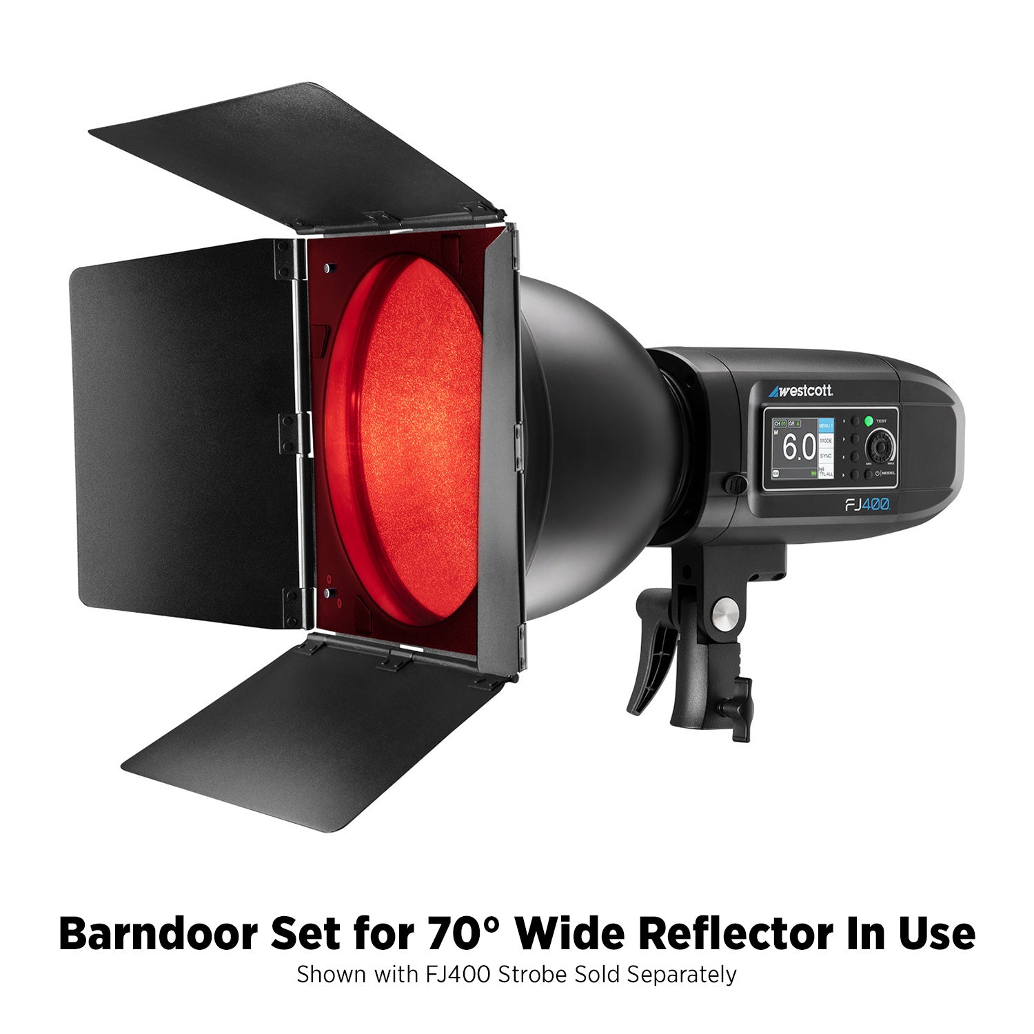 70 Degree Wide Reflector Barndoor Light Modifier Set - Perfect for Studio Photography, Video Lighting, and Portrait Shoots