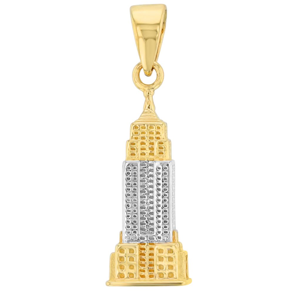 14K Solid Yellow Gold Empire State Building Pendant Necklace - Elegant New York Skyline Jewelry Gift for Women, Perfect for Anniversaries, Birthdays & Special Occasions