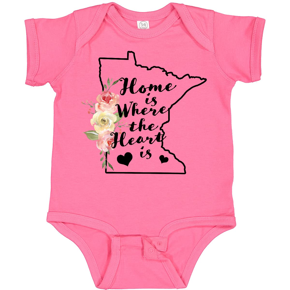 Inktastic Minnesota Home Is Where the Heart Is Watercolor Baby Bodysuit - Soft Cotton Onesie for Newborns & Infants, Perfect for Family Photos, Holidays & Everyday Wear