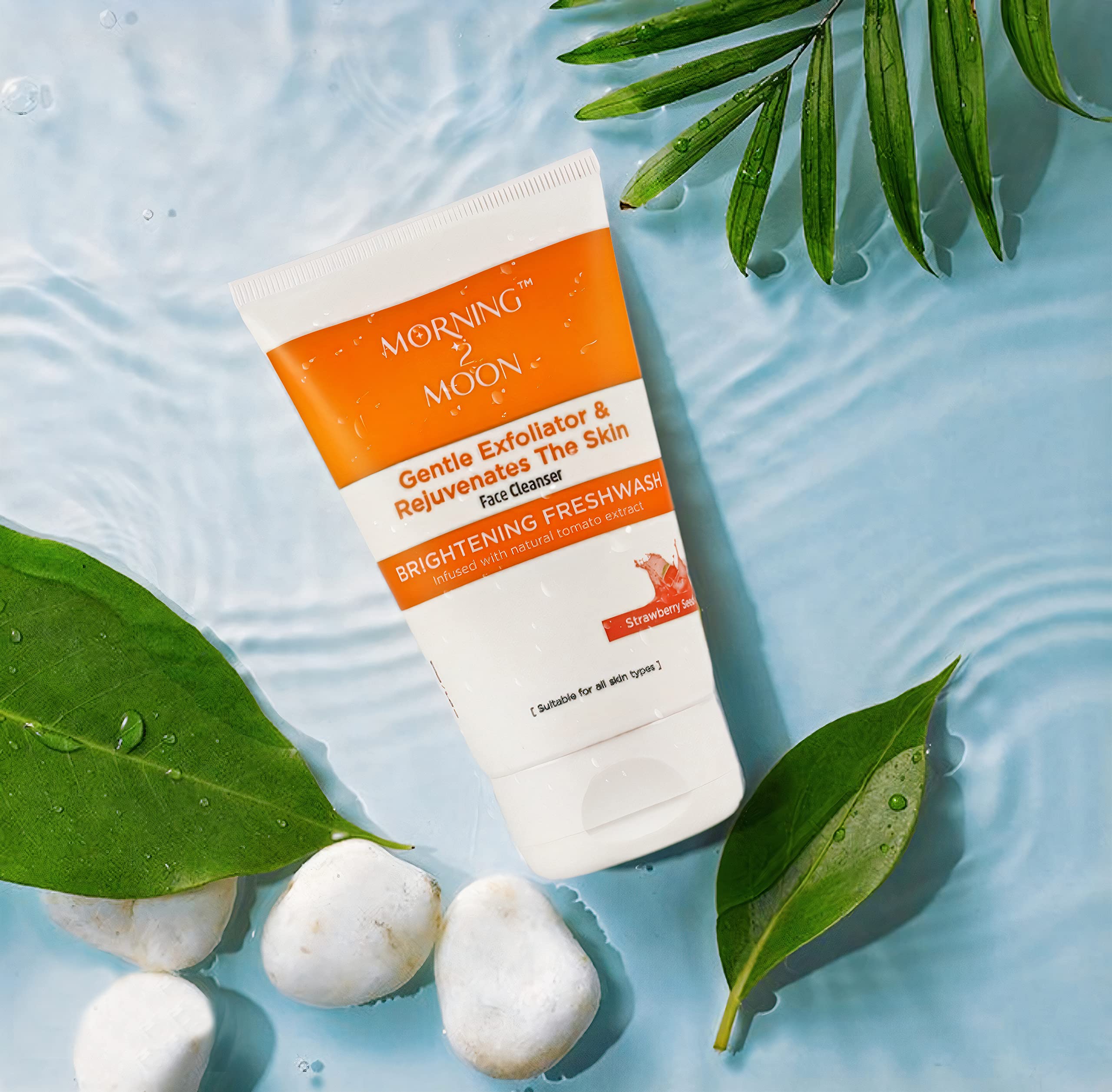 Morning2Moon Brightening & Refreshing Face Wash with Tomato Extract - 100ml | Clean & Clear Skin Care for Daily Use | Gentle Cleanser for Morning & Night Routine