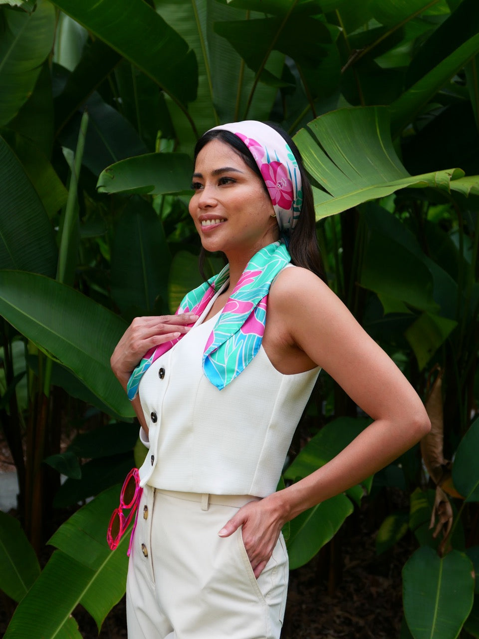 Botanic Splendour Premium Silk Scarf - Luxury Floral Print Fashion Accessory for Women, Elegant Gift for Mother's Day & Special Occasions