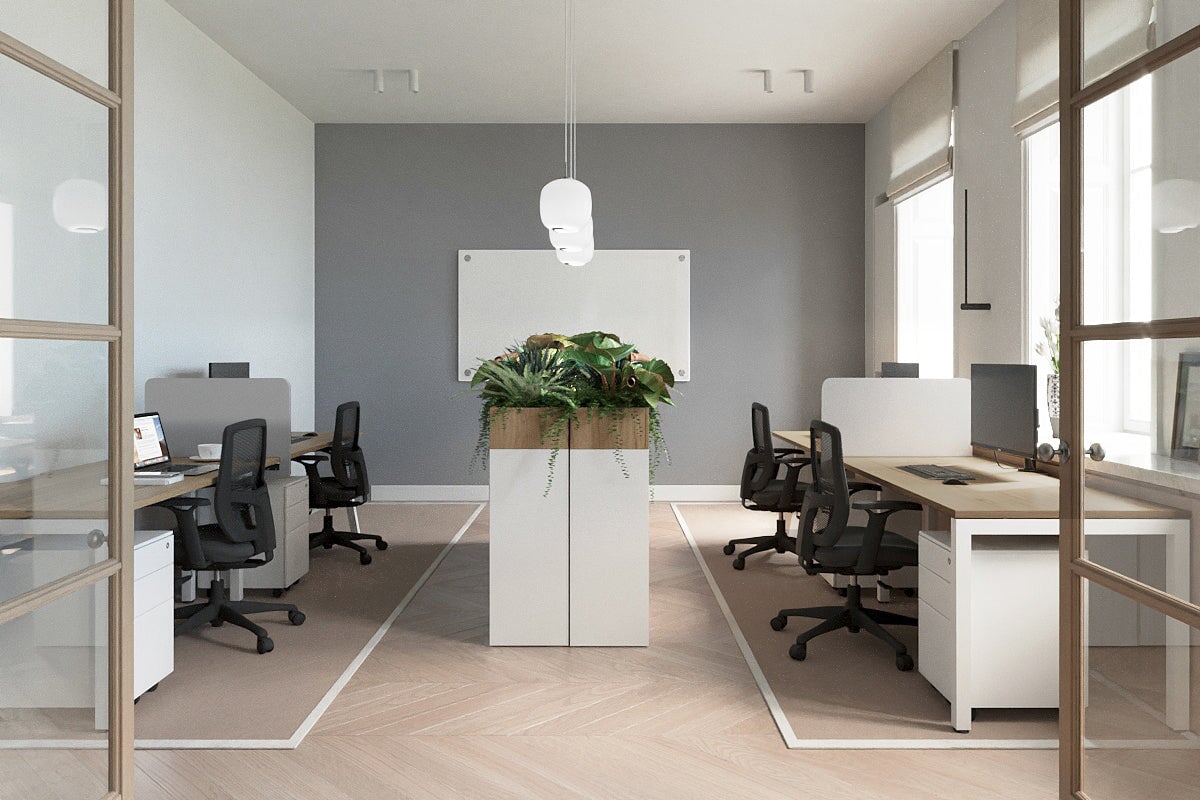 Quadro Square Legs 2 Person Office Workstation Desk - 1200L x 700W Dimensions - Perfect for Shared Workspaces, Home Offices & Collaborative Environments