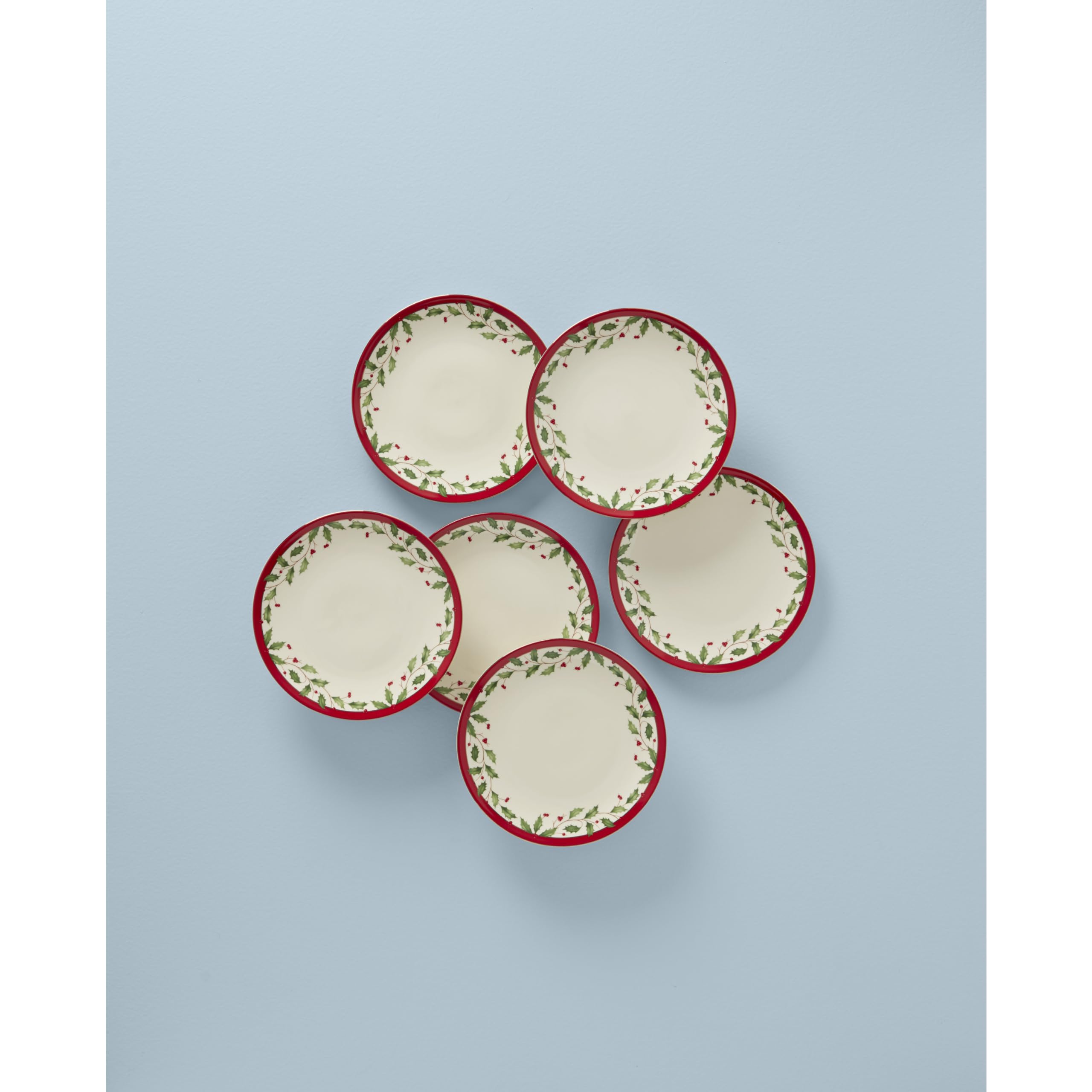 Lenox 893491 Holiday 6-Piece Accent Plate Set - Christmas Dinnerware for Festive Dining & Hosting - Perfect for Holiday Parties, Family Gatherings & Seasonal Table Decor