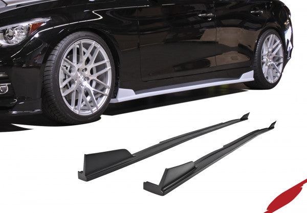 2014-2017 Infiniti Q50 Matte Black Side Skirts Body Kit - KB11228MB | Perfect for Car Customization & Styling Upgrades