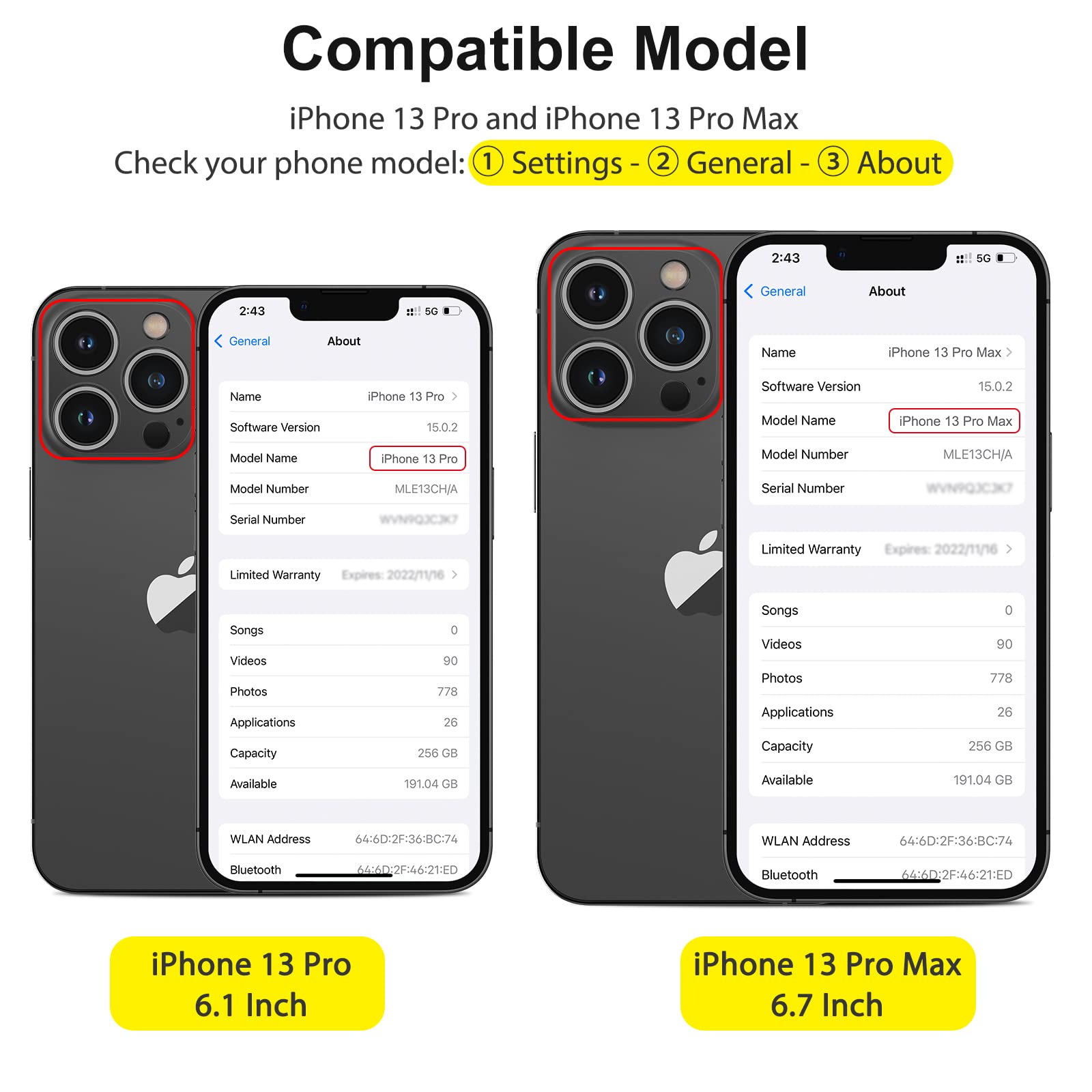 SPARIN 4-Pack iPhone 13 Pro & Pro Max Rear Camera Lens Protector - Tempered Glass, HD Clarity, Scratch-Resistant, Black - Perfect for Outdoor Adventures, Travel & Daily Protection