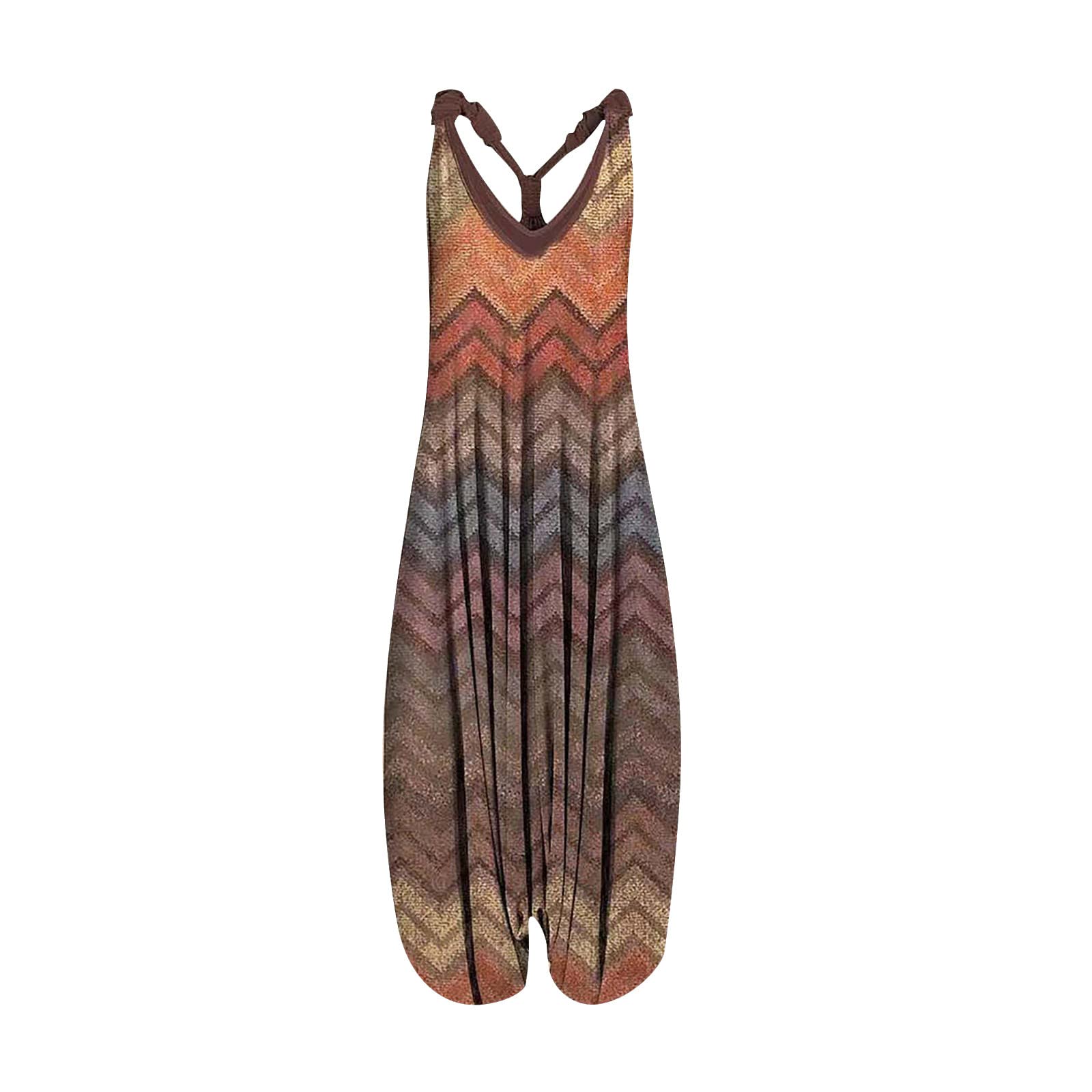 Plus Size Jumpsuits for Women - Vintage Boho Print Racerback Romper with Spaghetti Straps | Casual Summer Sleeveless Outfit for Beach, Travel & Everyday Wear