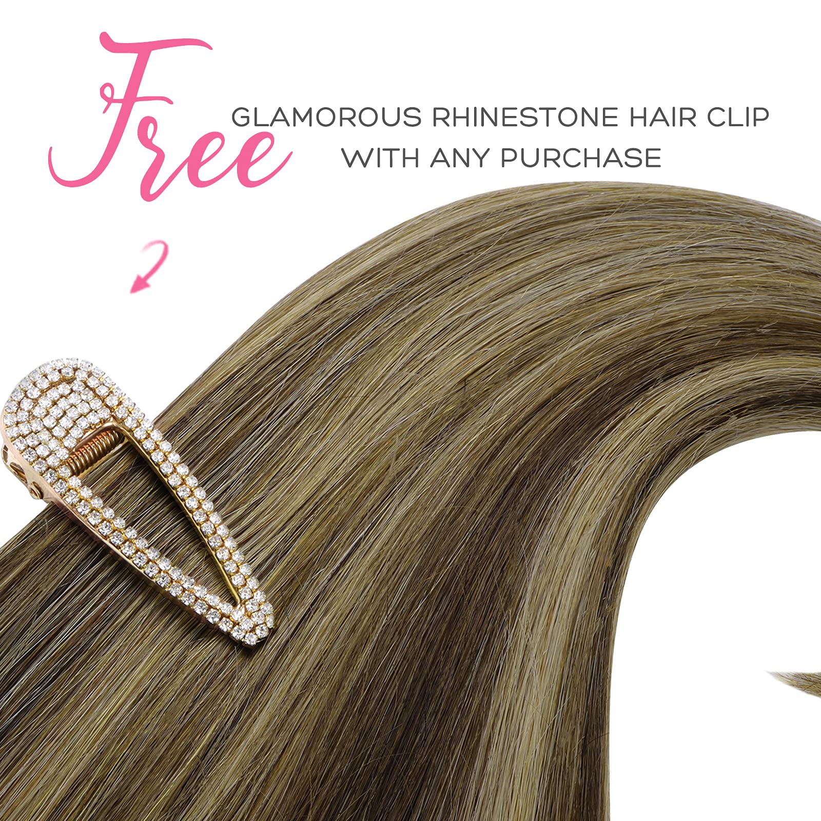 Marat Clip in Human Hair Extensions 22 Inch 120g - Balayage Chocolate Brown to Caramel Blonde Straight Hair Extensions for Women | Perfect for Parties, Weddings & Daily Styling