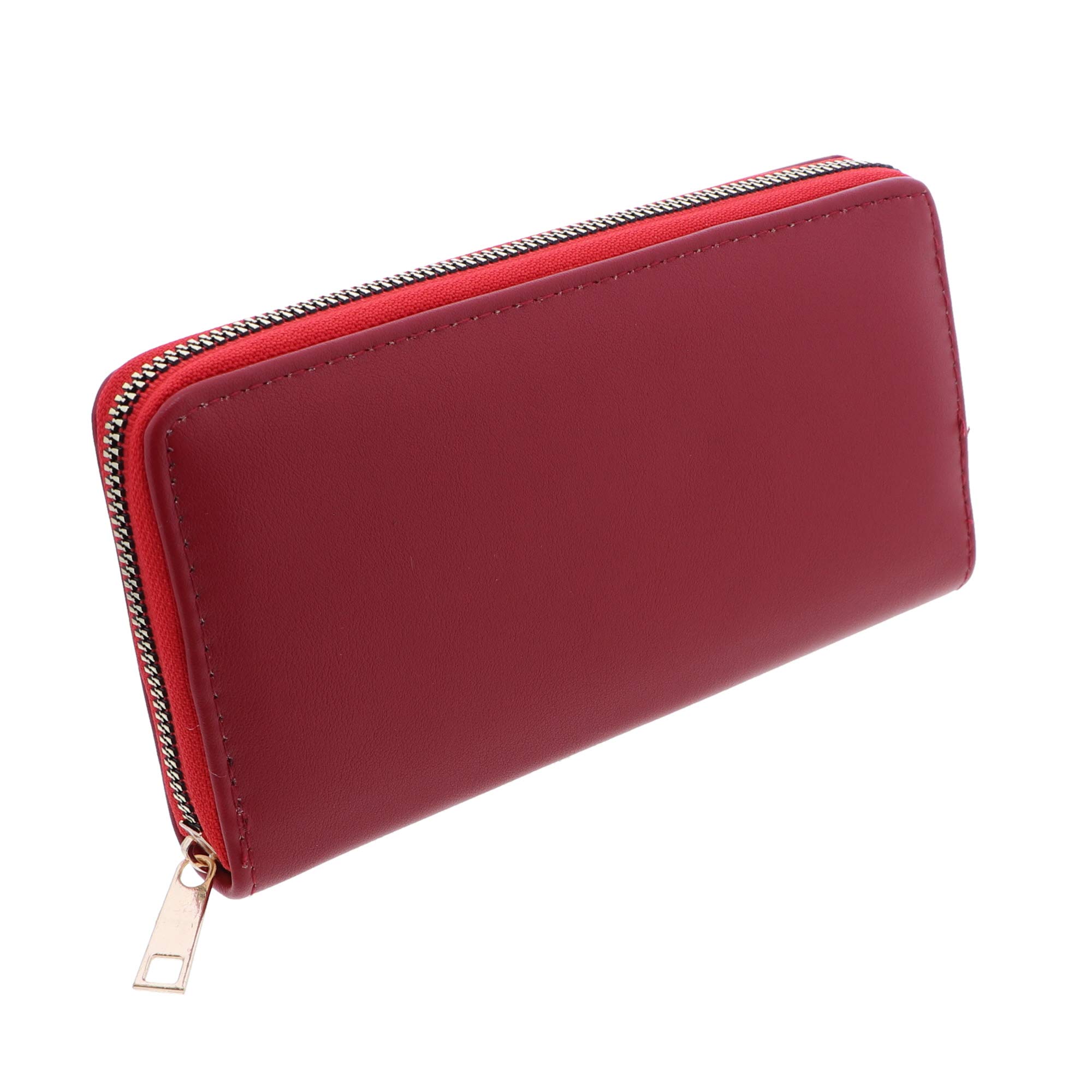 Vegan Leather Solid Color Zipper Wallet for Women - Stylish & Durable Ladies Wallet for Everyday Use, Travel, and Business