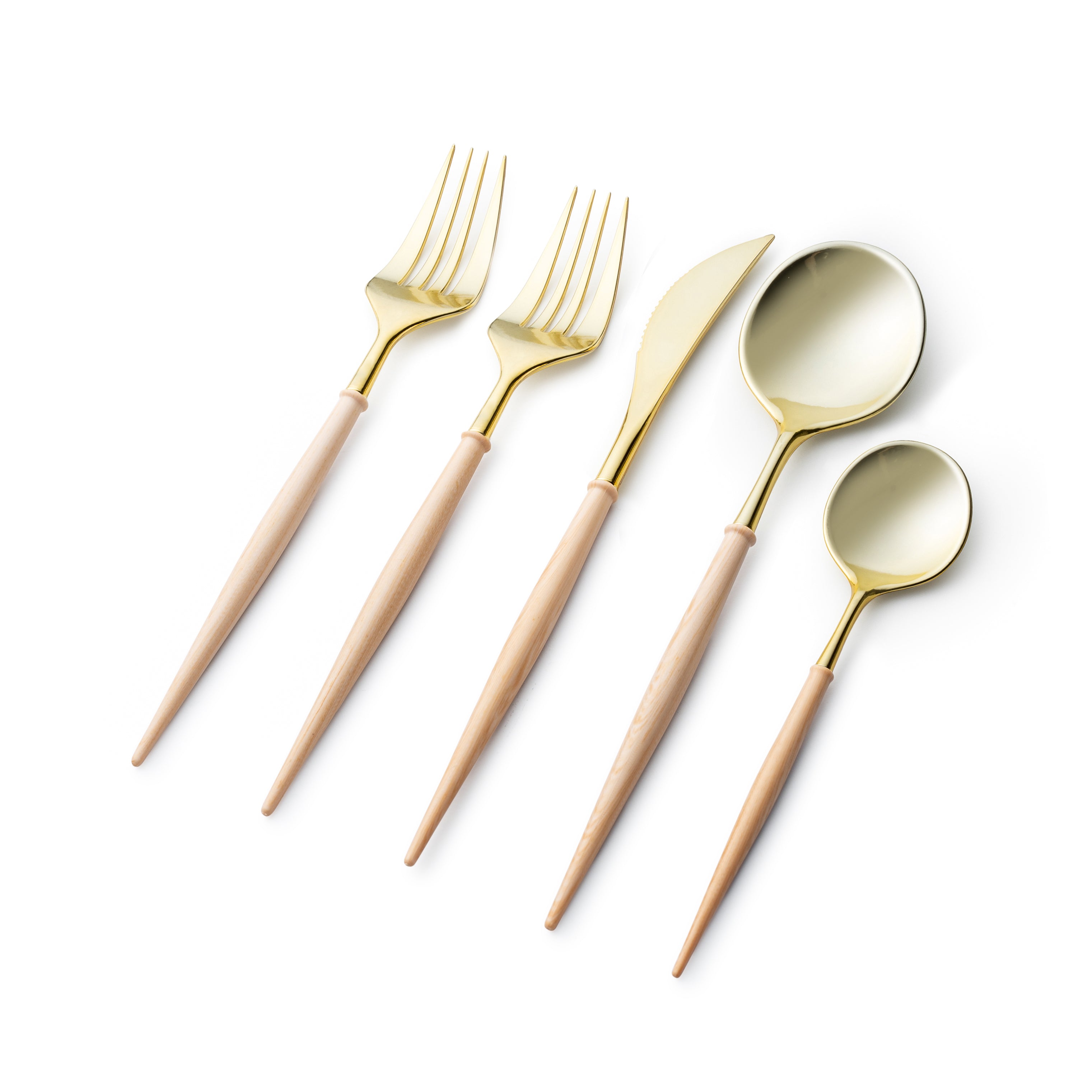 Premium 40-Piece Gold and Wood Flatware Set for 8 - Elegant Dinnerware Cutlery for Formal Dining, Wedding Gifts & Luxury Home Decor