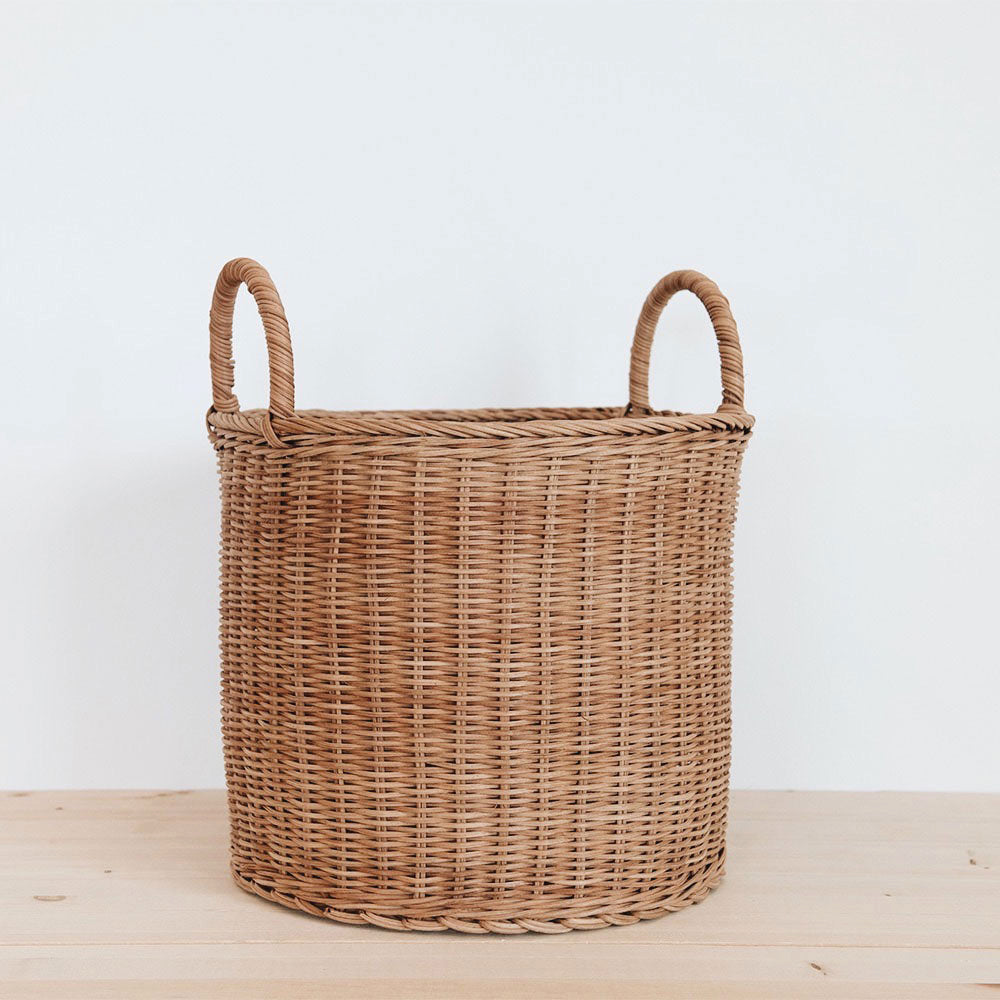 Lolo Rattan Basket - Natural Woven Storage Basket for Home Decor, Organizing Blankets, Toys & Laundry - Perfect for Living Room, Bedroom & Nursery