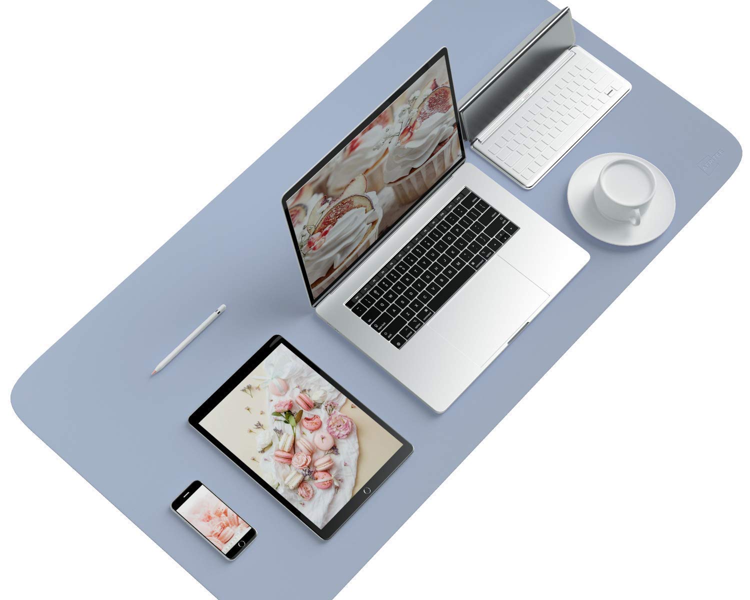 AFRITEE Desk Pad Protector Mat - Non-Slip Mouse Pad & Keyboard Mat for Office/Home, Grayish Blue/Silver & Navy Blue/Yellow - Perfect for Workstations, Gaming Setups & Home Offices