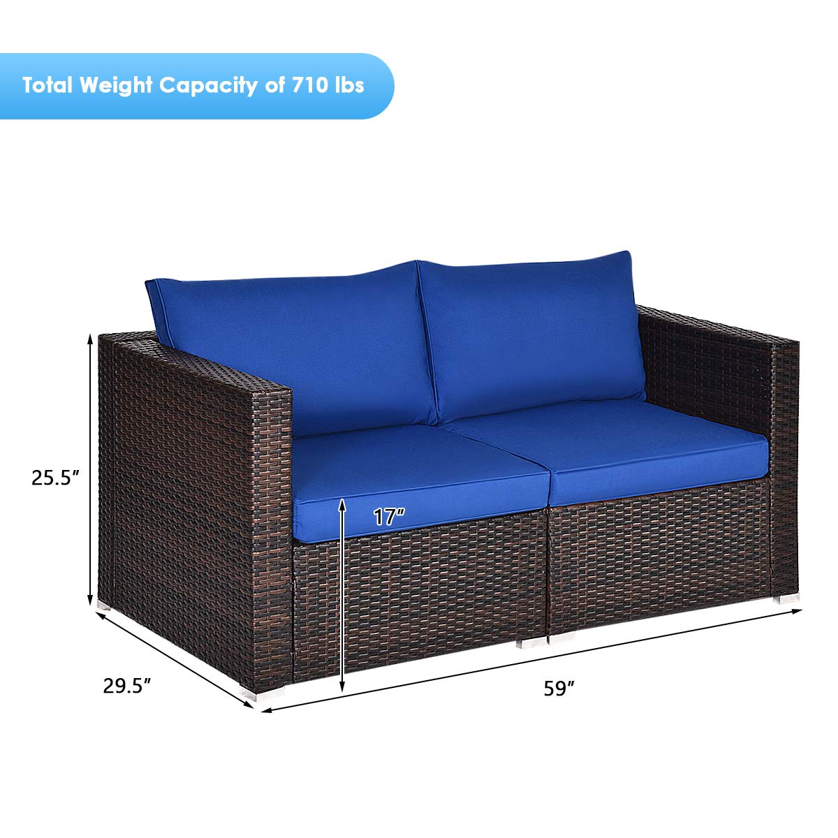 HAPPYGRILL 2-Piece Wicker Patio Corner Sectional Sofa Set with Zippered Cushions - Outdoor Furniture for Backyard, Balcony, Garden & Poolside Relaxation
