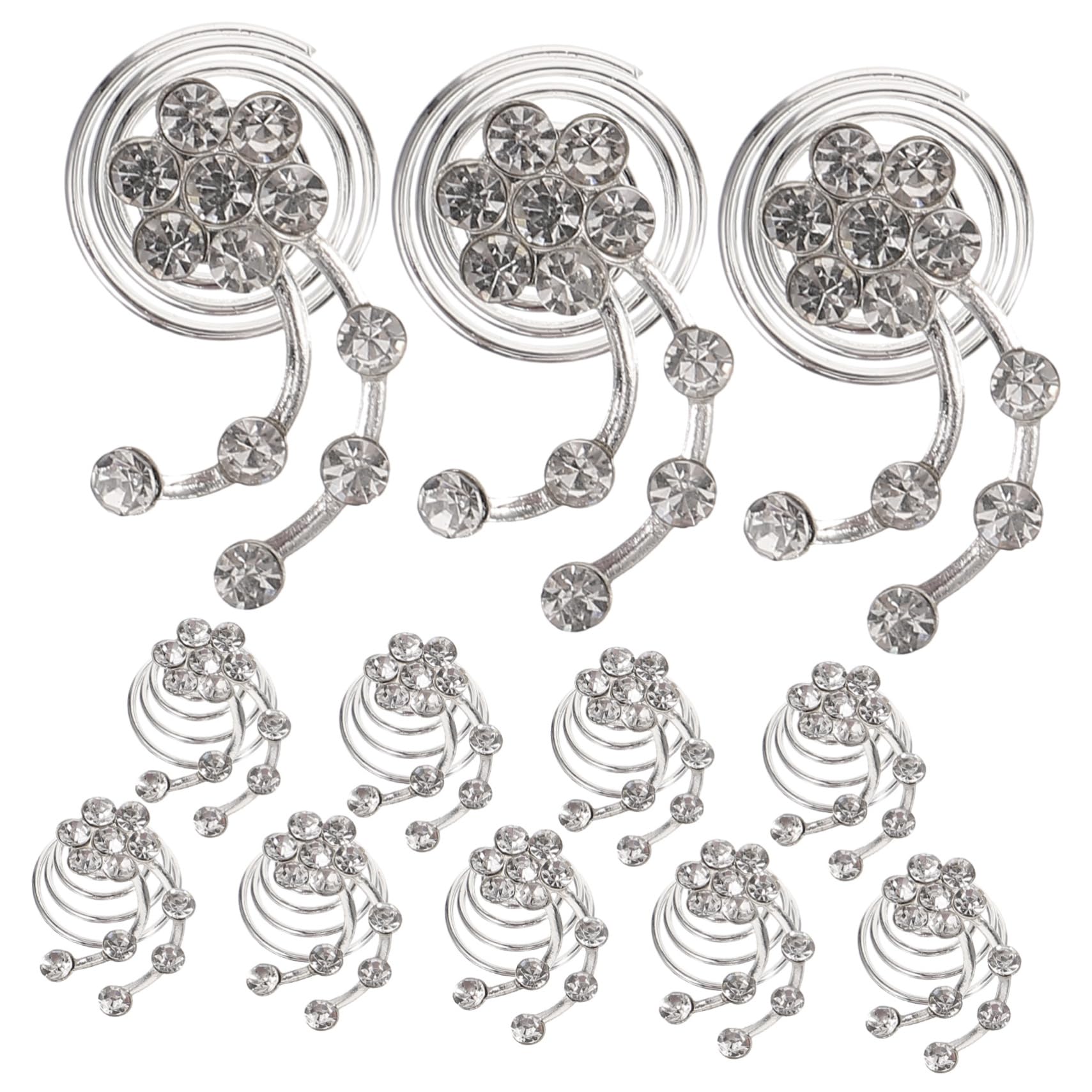 VILLCASE 12pcs Rhinestone Spiral Hair Pins - Silver Wedding Hair Clips for Volume & Updos - Perfect for Bridal, Prom, Party & Formal Occasions