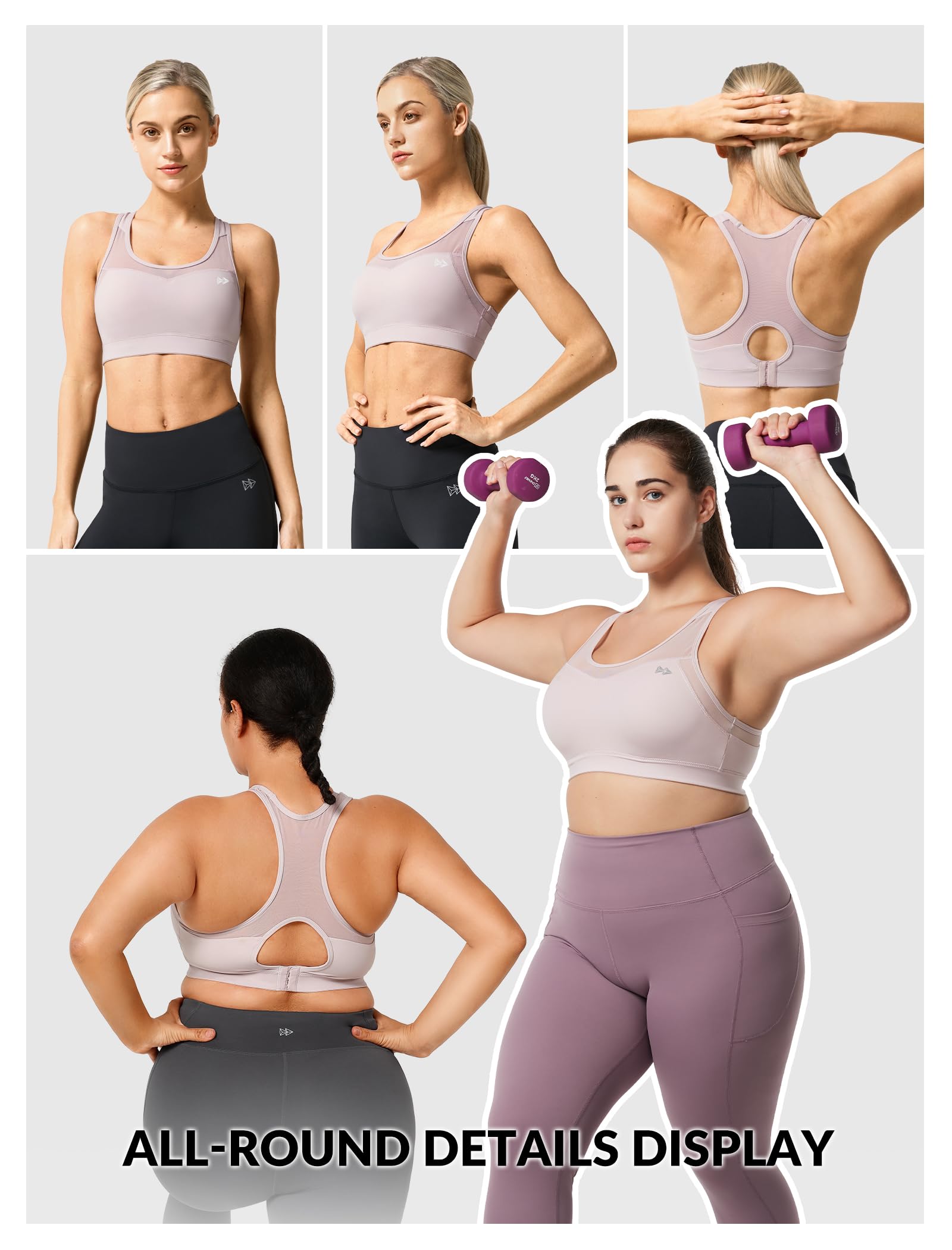 Yvette High Impact Sports Bras for Women Plus Size - Racerback Workout Bra with Medium Support for Running, Fitness & Gym - Perfect for High-Intensity Training & Active Lifestyles