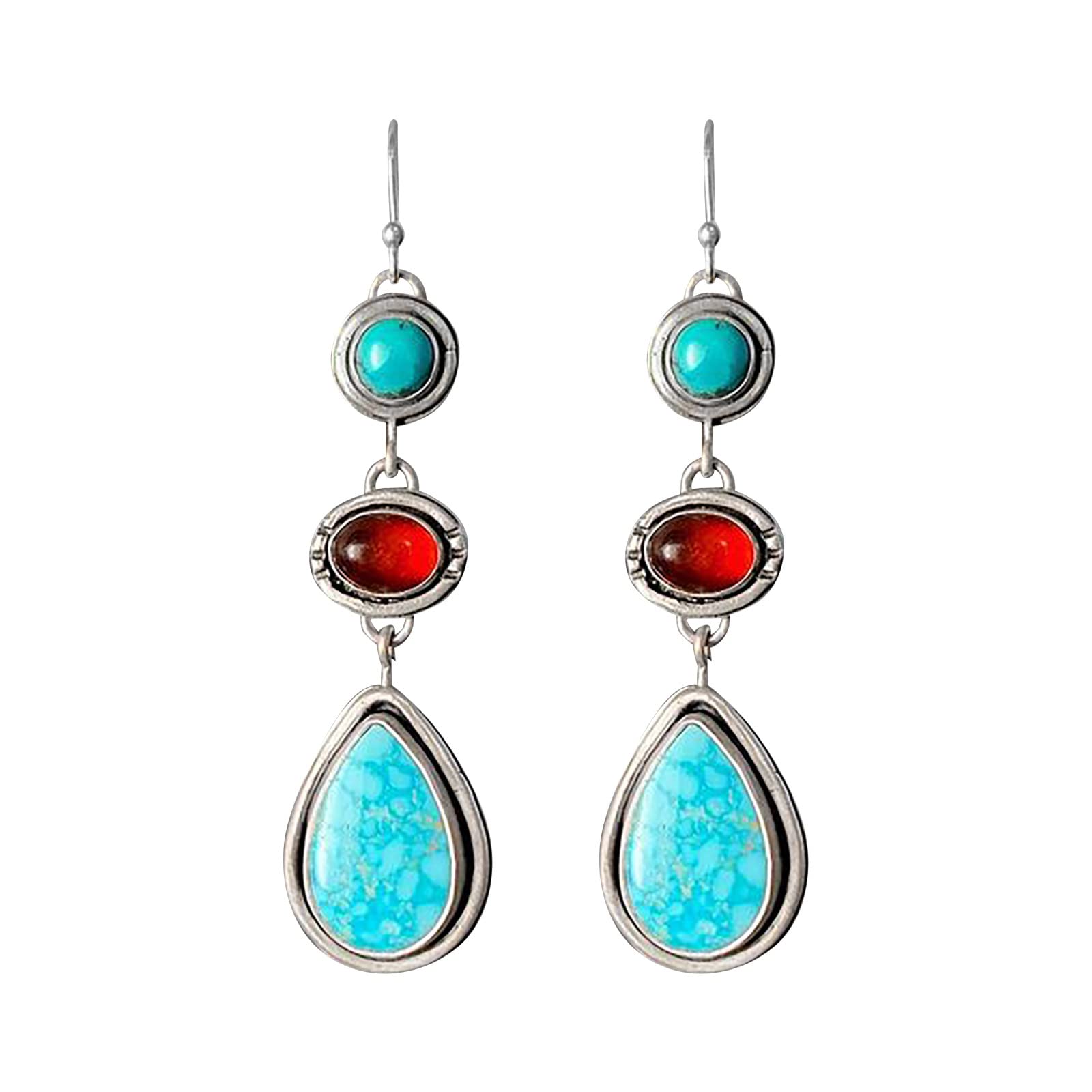 Vintage Turquoise Stud Earrings for Women - Stainless Steel & Titanium Piercing Set - Hypoallergenic & Durable - Perfect for Parties, Gifts & Everyday Wear