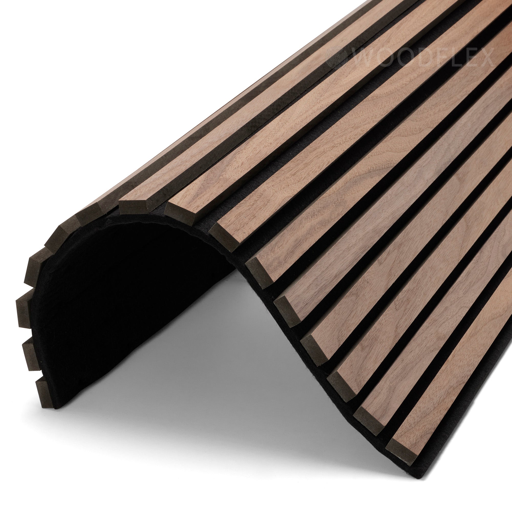 Flexible Acoustic Wood Slat Wall Panel - Walnut Veneer 2700mm x 600mm | Soundproofing & Decorative Wall Treatment for Home Theater, Office, and Studio