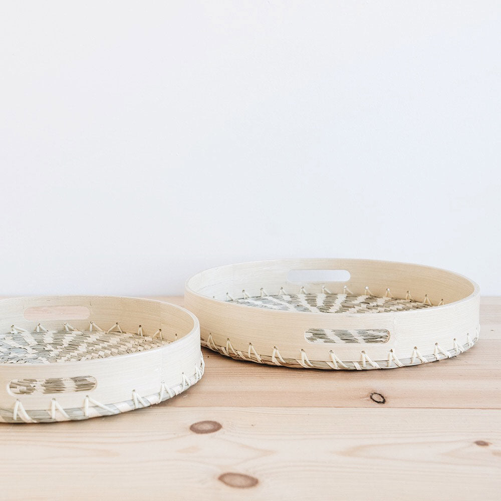 Lola Woven Bamboo Tray - Natural Eco-Friendly Serving Tray for Dining, Kitchen, and Home Decor | Perfect for Entertaining, Snacks, and Organizing Jewelry