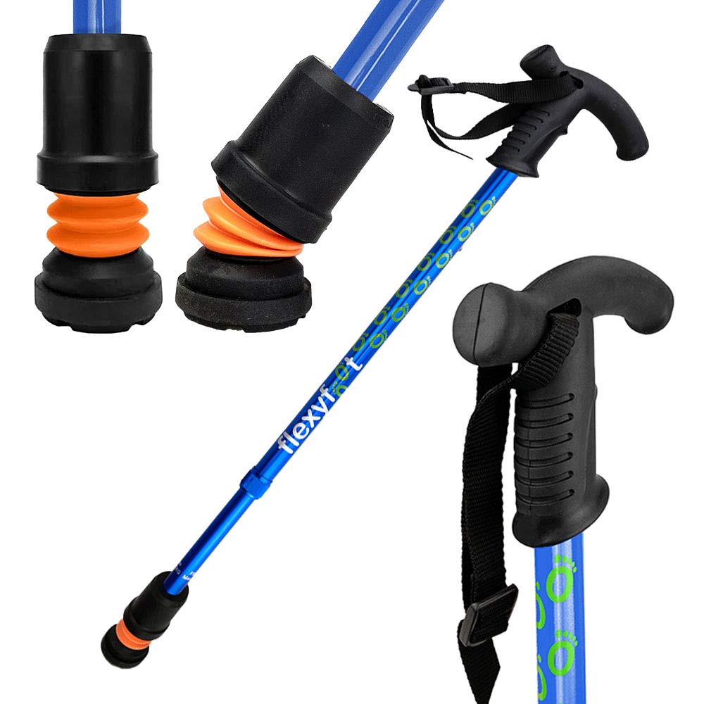 Shock Absorbing Derby Handle Walking Cane - Lightweight Adjustable Mobility Aid for Seniors & Hiking - Indoor & Outdoor Use for Stability & Support