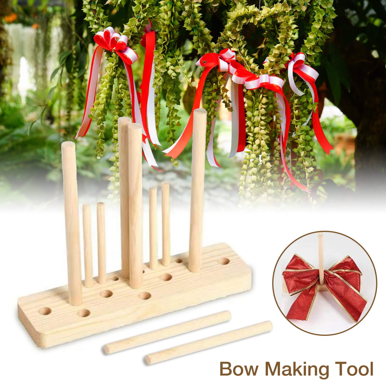 5-in-1 Wooden Bow Maker Tool Kit - DIY Ribbon Bows for Christmas Gifts, Wreaths, Party Decorations, Hair Accessories & Corsages - Includes Step-by-Step Instructions - Perfect for Holiday Crafts, DIY Projects & Gift Wrapping