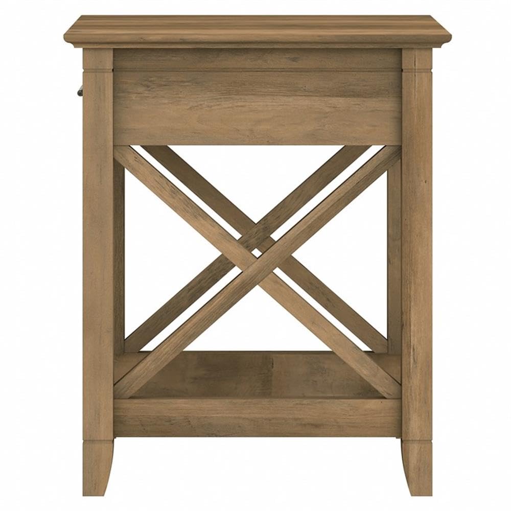 Bush Furniture Key West Nightstand with Drawer - Reclaimed Pine Wood Bedside Table for Bedroom, Living Room & Guest Room - Rustic Night Stand with Storage for Home Decor
