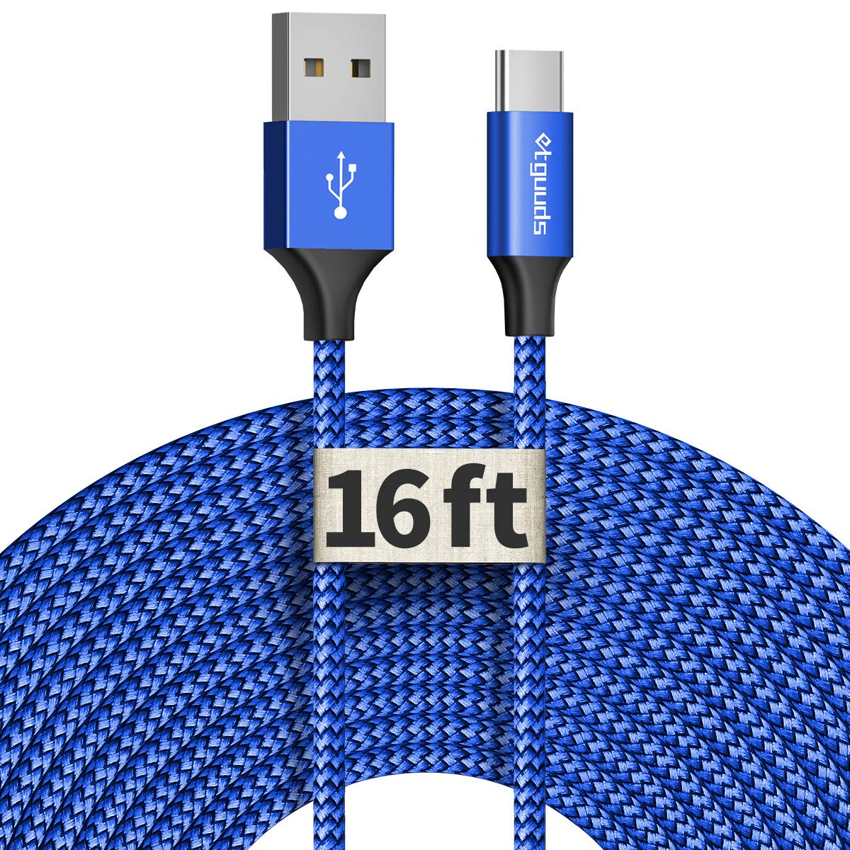 16ft USB C Cable Fast Charging, Nylon Braided 5m USB-A to Type C Cord for Phone & Tablet - Perfect for Home & Travel