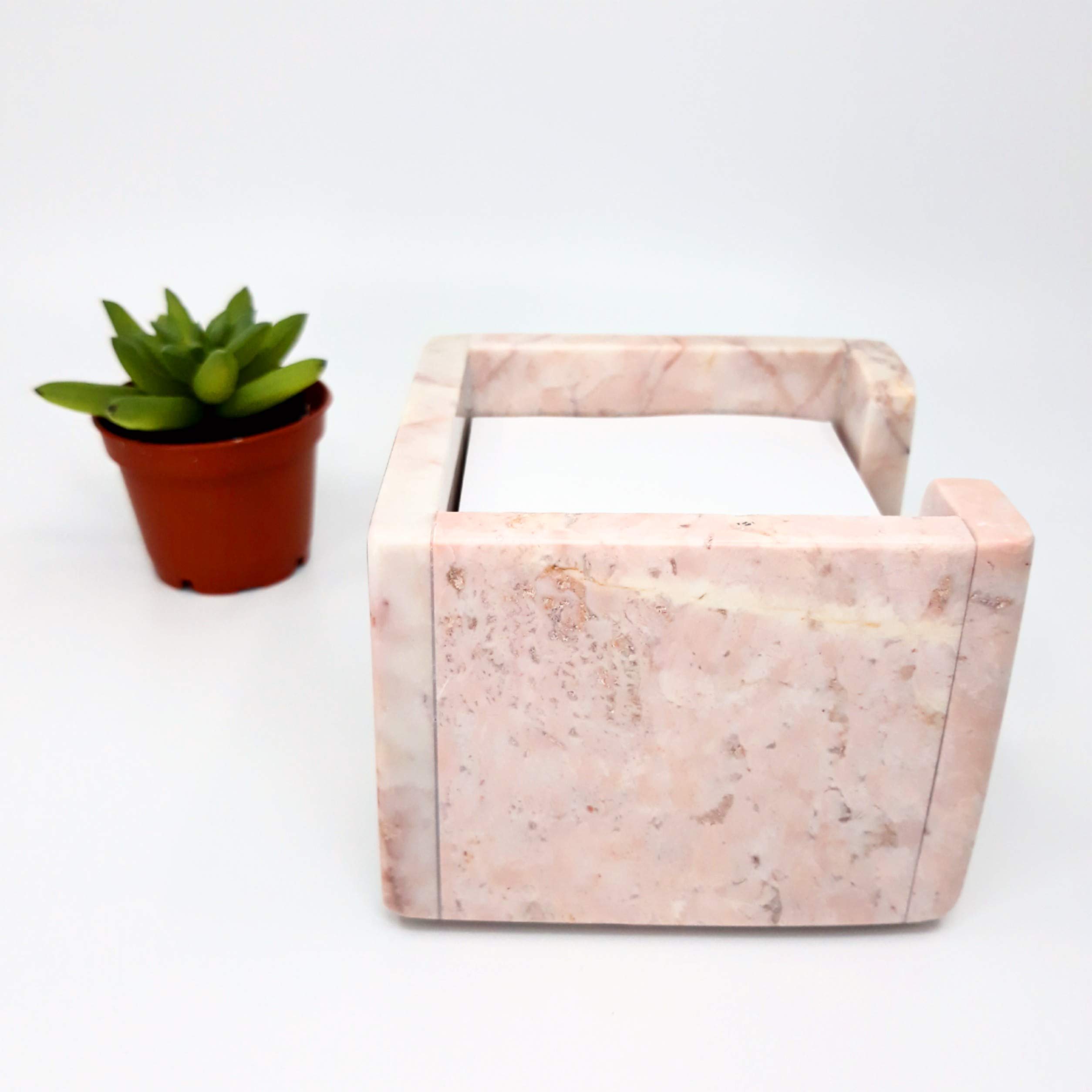 Pink Marble Sticky Note Memo Pad Cube Holder - Office Desk Organizer for Women, Perfect as Christmas Gift & Home Office Decor (Great for Work, Study, and Daily Reminders)