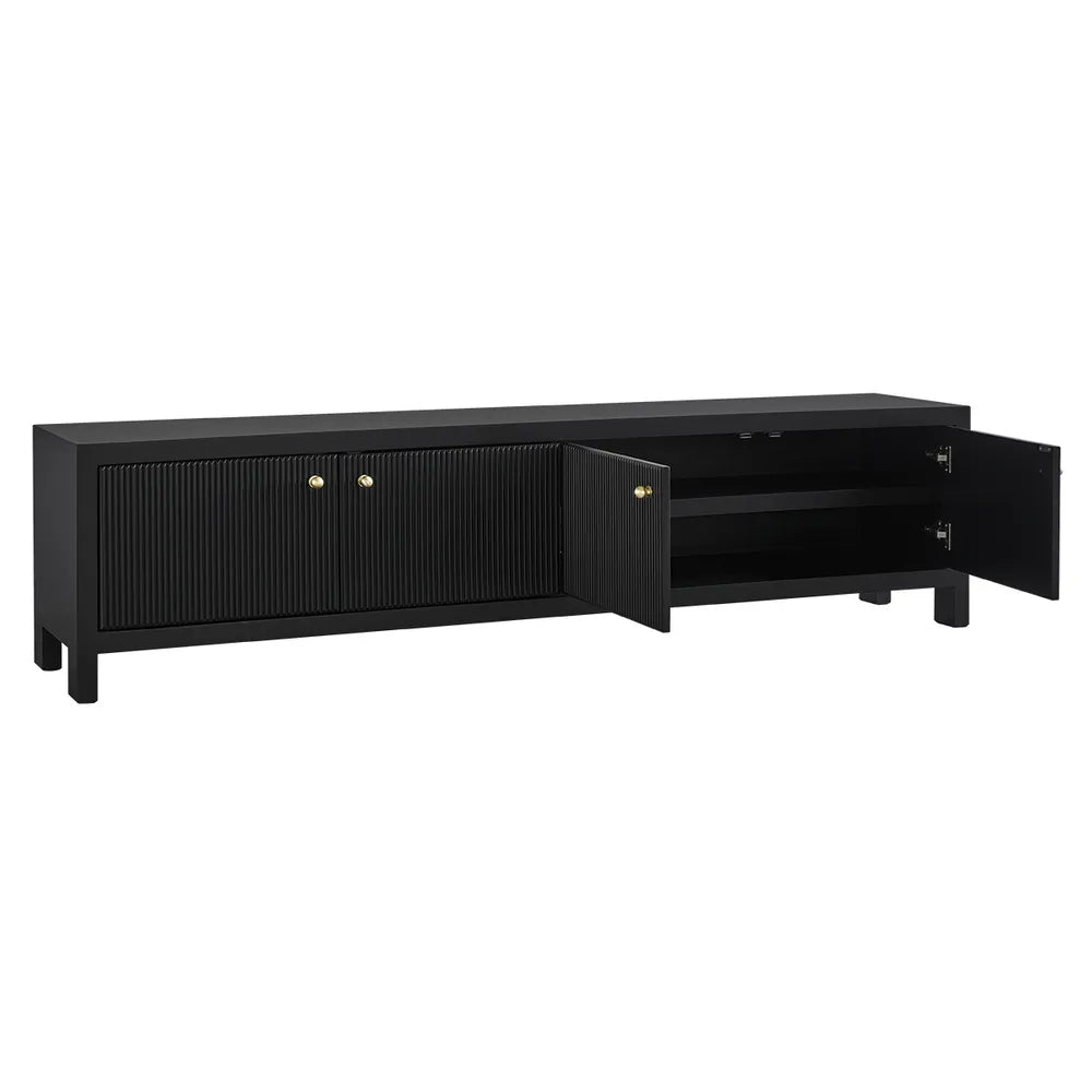 Ariana Large Black Entertainment Unit - Modern TV Stand with Storage for Living Room & Home Theater Setup