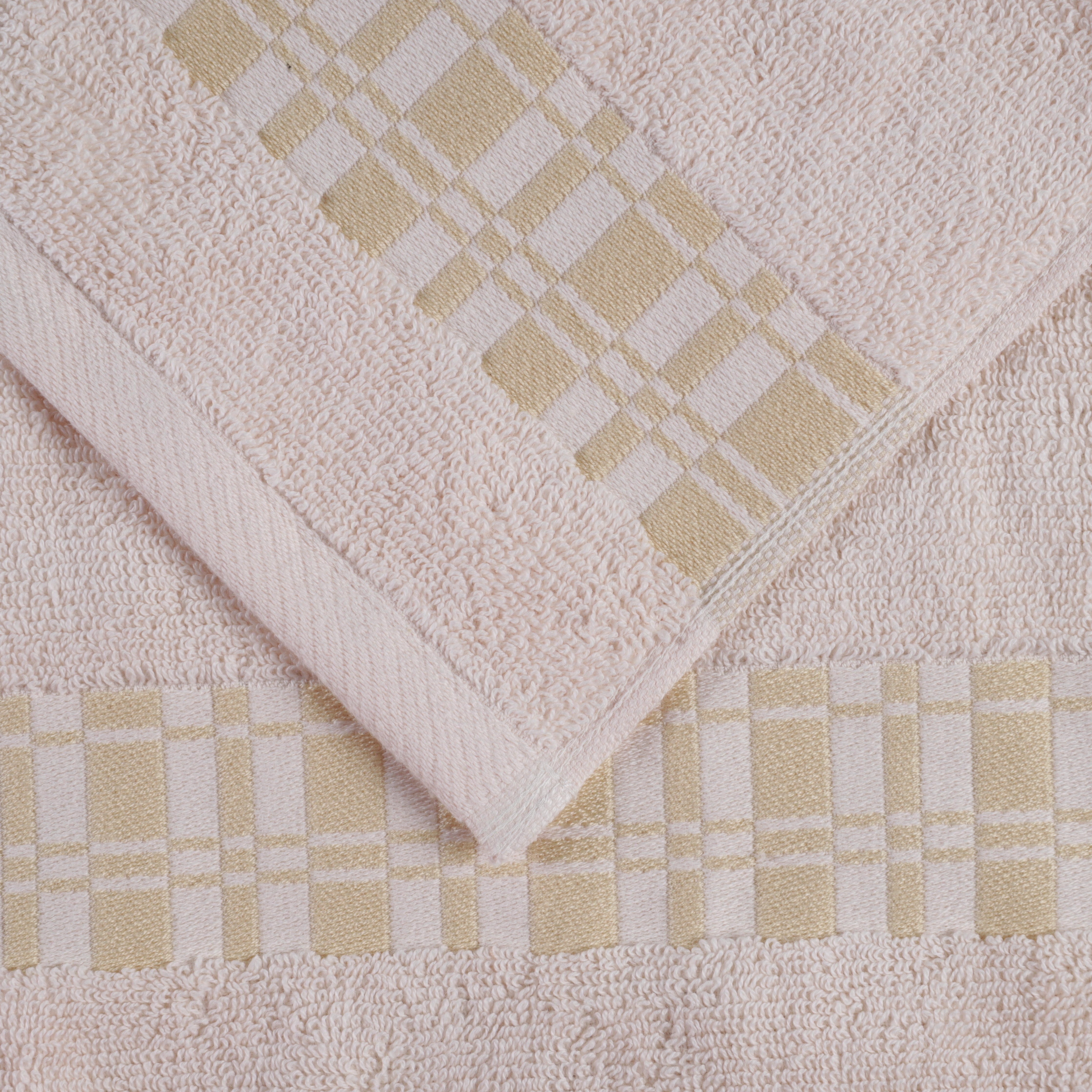 Larissa Cotton Geometric Embroidered Border 8-Piece Towel Set | Soft Bath & Beach Towels for Spa, Pool & Home Decor