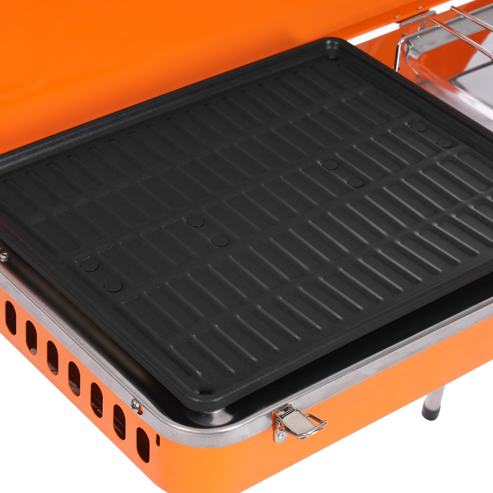 2-Burner Portable Gas Camping Stove - 5860BTU High Power Outdoor Grill with Adjustable Flame for Camping, Hiking, Backpacking & Picnics - Compact Collapsible Design with Windscreen Fits 8.27in Pans - Perfect for RV Trips, Tailgating & Emergency Cooking