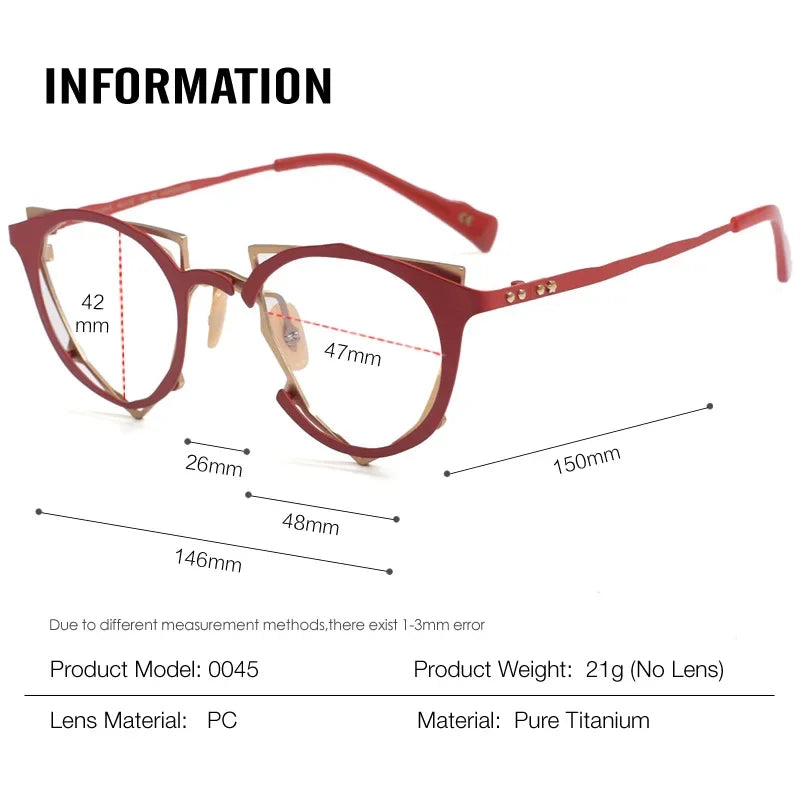 Aror Unisex Full Rim Irregular Oval Triangle Titanium Eyeglasses Frame 49445 - Lightweight & Durable Eyewear for Work, Reading, and Fashion