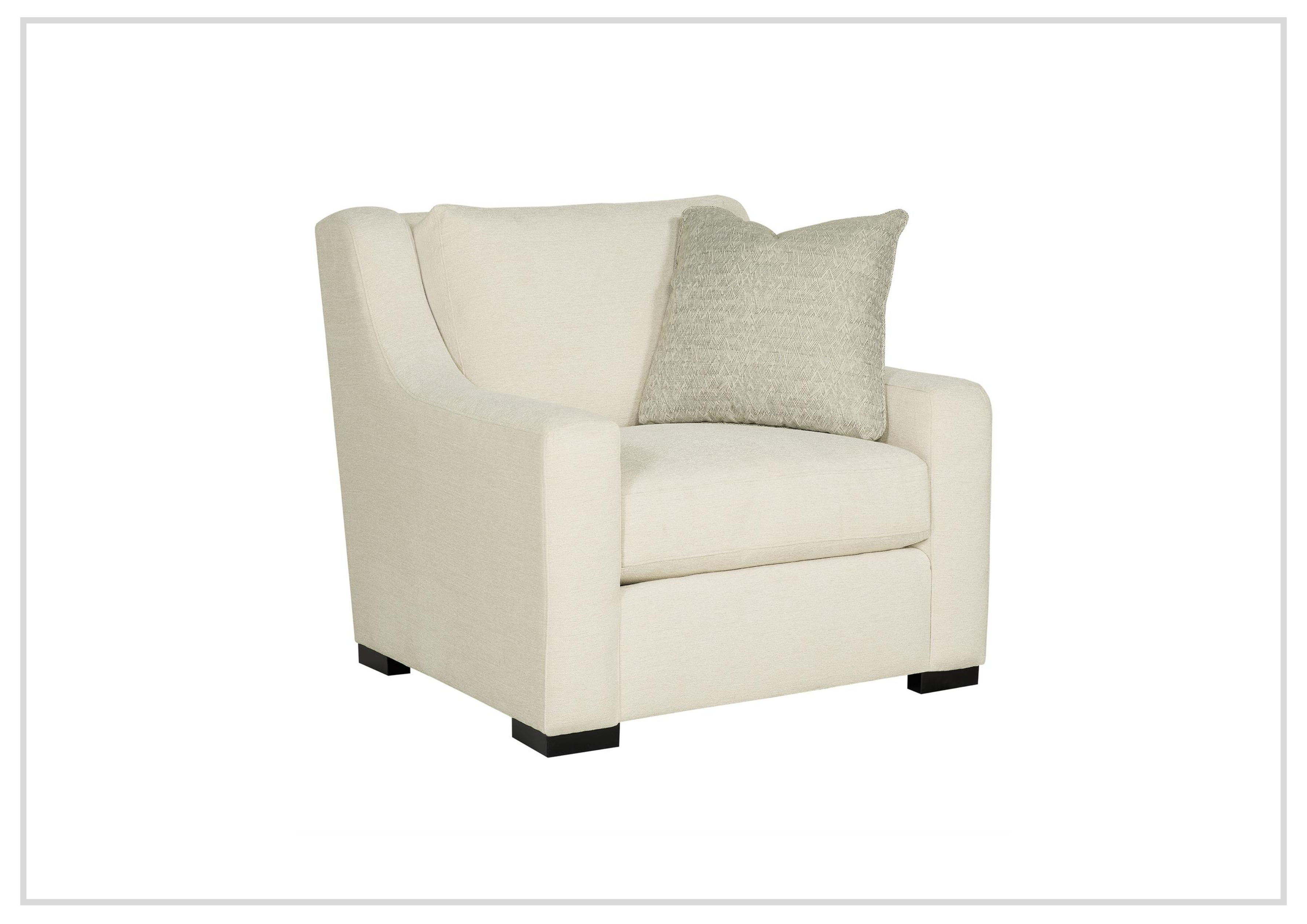 Bernhardt Germain Cream Fabric Chair with Square Arms - Modern Upholstered Living Room Seating for Home, Office & Lounge