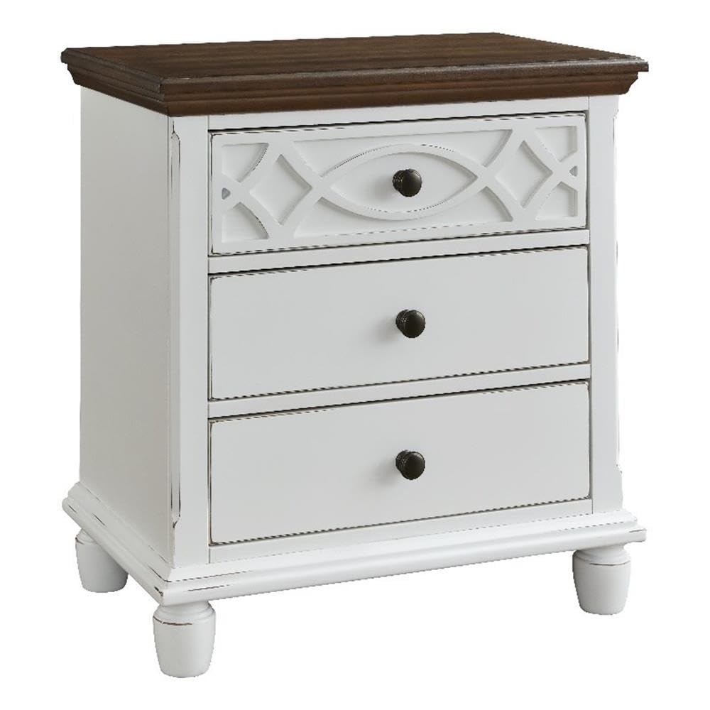 Progressive Furniture Granada Wood Nightstand in Oak Brown/Vanilla White - Modern Bedside Table with Storage for Bedroom, Living Room & Office
