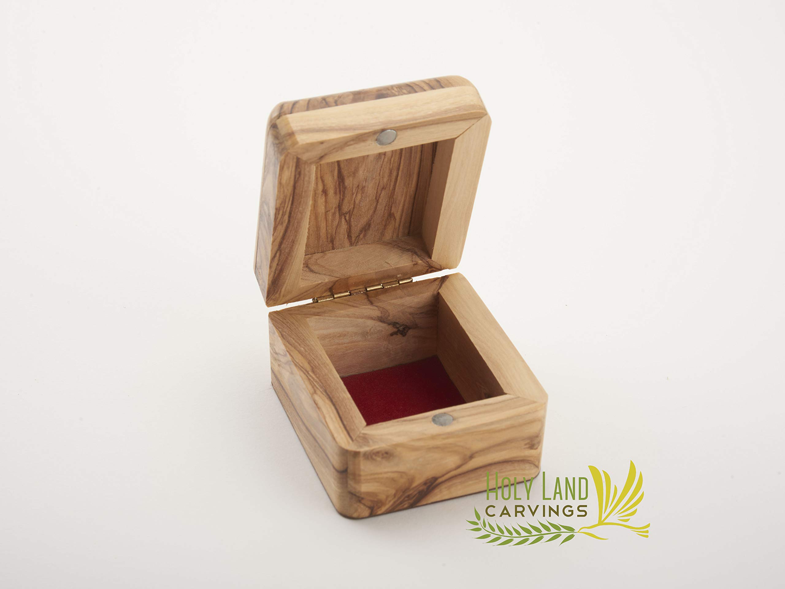 Olive Wood Rosary Box for Boys - Handcrafted Holy Land Keepsake Gift for Baptism, Confirmation & First Communion - Jewelry Box with Magnetic Closure - Perfect for Baby Showers, Religious Ceremonies & Special Occasions