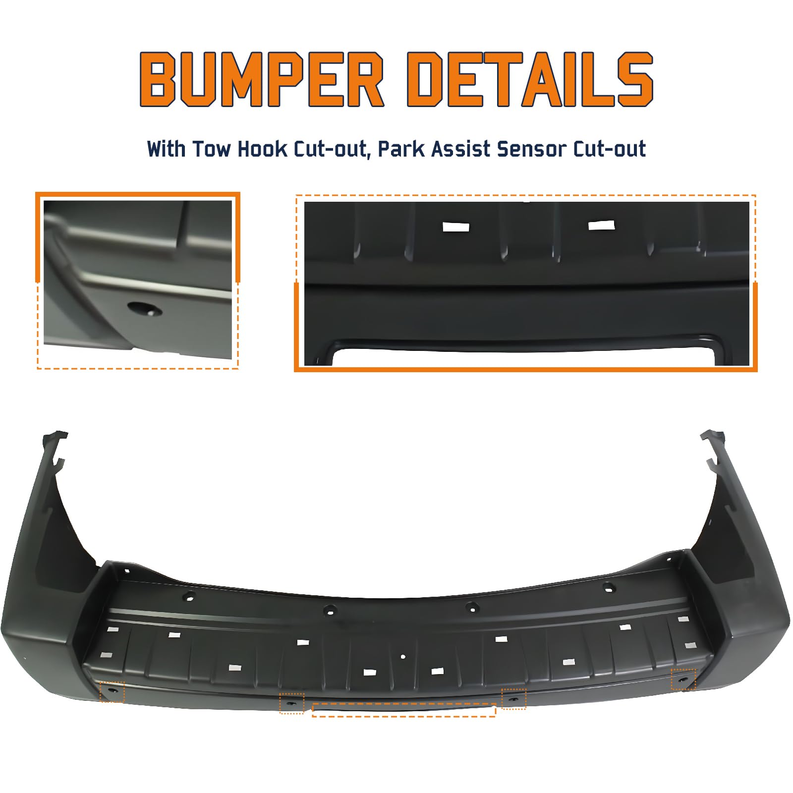 2006-2008 Jeep Commander Rear Bumper Cover with Trailer Hitch | CH1100868 5183506AA Replacement Part | Perfect for Off-Roading & Towing | Fits 4-Door SUV Models