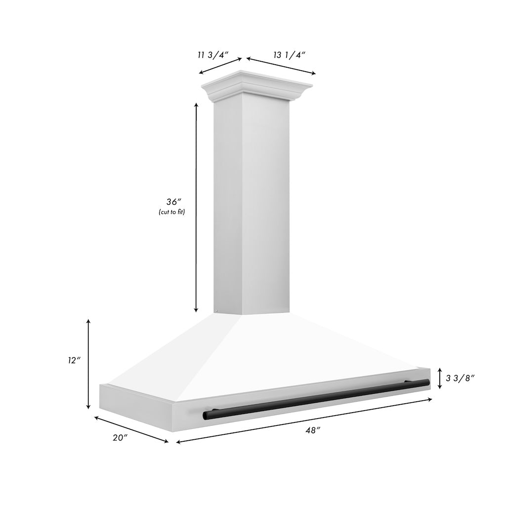 ZLINE KB4STZ WM MB Autograph Edition Convertible Stainless Steel Range Hood - White Matte Shell with Matte Black Accents | Professional Kitchen Ventilation for Modern Homes