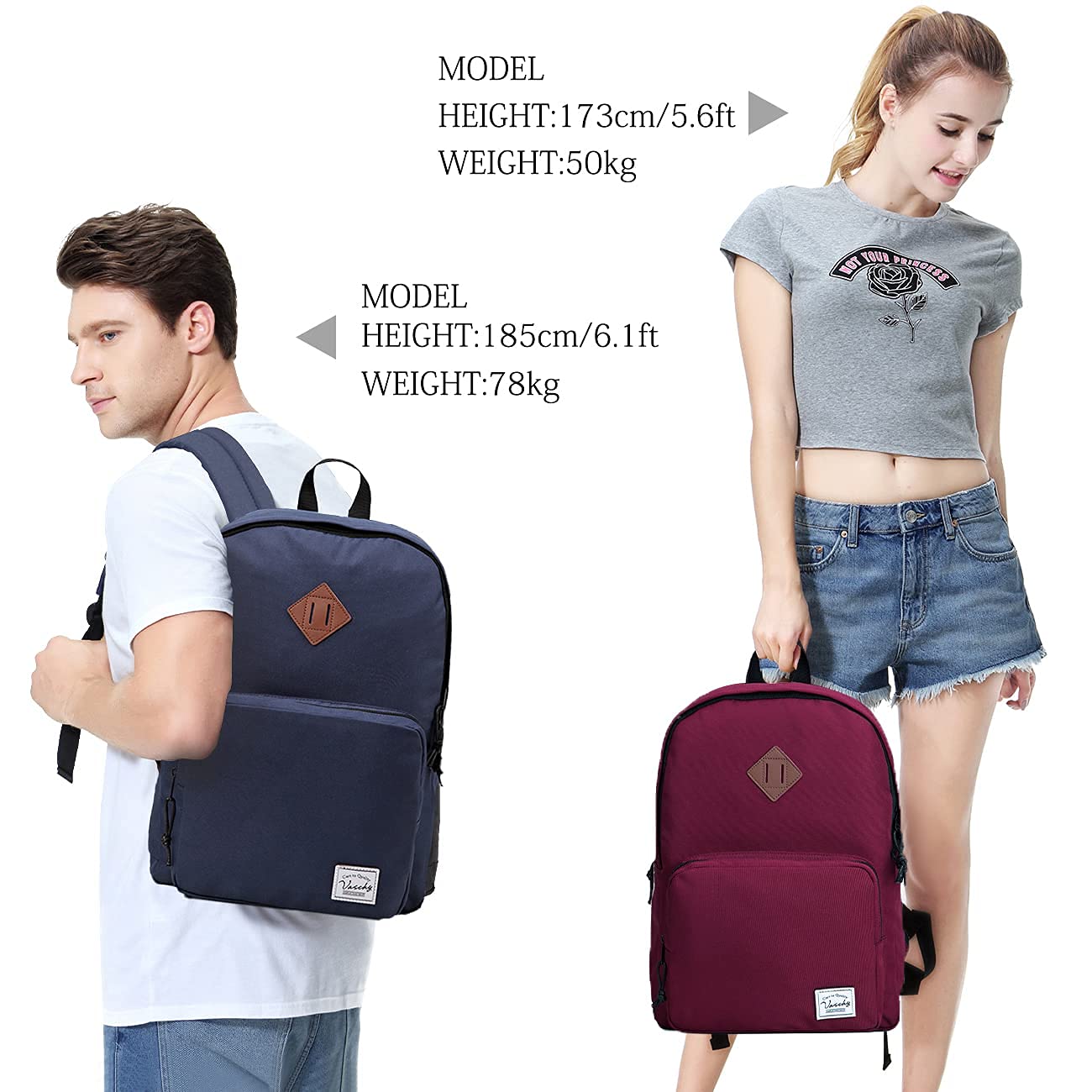 VASCHY Ultra Lightweight School Backpack for Men, Women, Teens & Kids - Durable Bookbag for College, Travel & Everyday Use - Navy Blue
