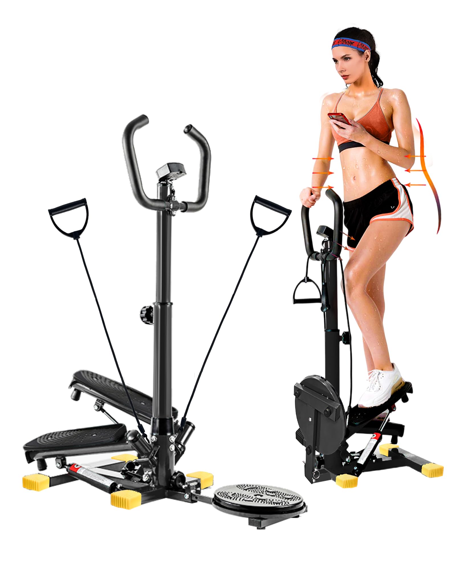 Wonderful Day Stair Stepper Machine for Home Workouts - Twist Stepper with Resistance Bands, LCD Monitor & 300 lbs Weight Capacity | Perfect for Cardio, Leg Toning & Indoor Fitness