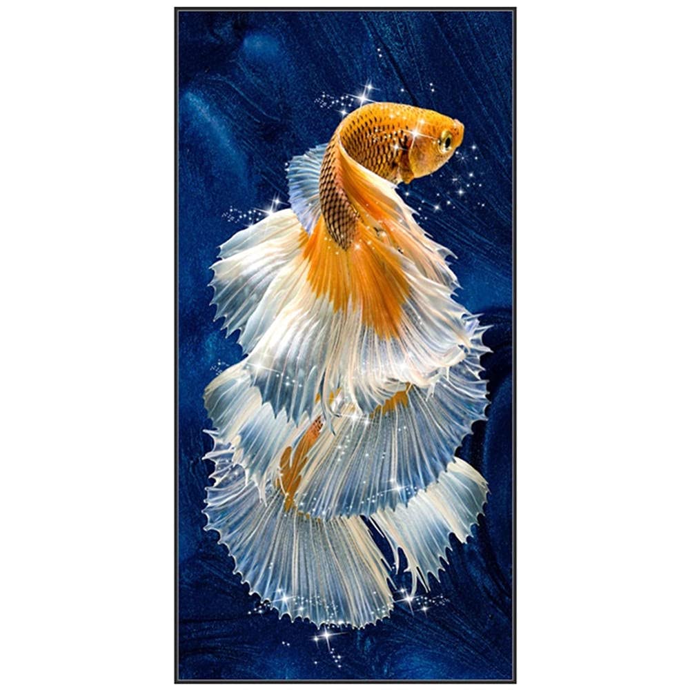 5D Diamond Painting Kit by Numbers - Golden Koi Fish Large DIY Cross Stitch Art (40x80 Inch) | Square Drill Rhinestone Mosaic for Home Wall Decor | Perfect Gift for Adults & Relaxation Therapy